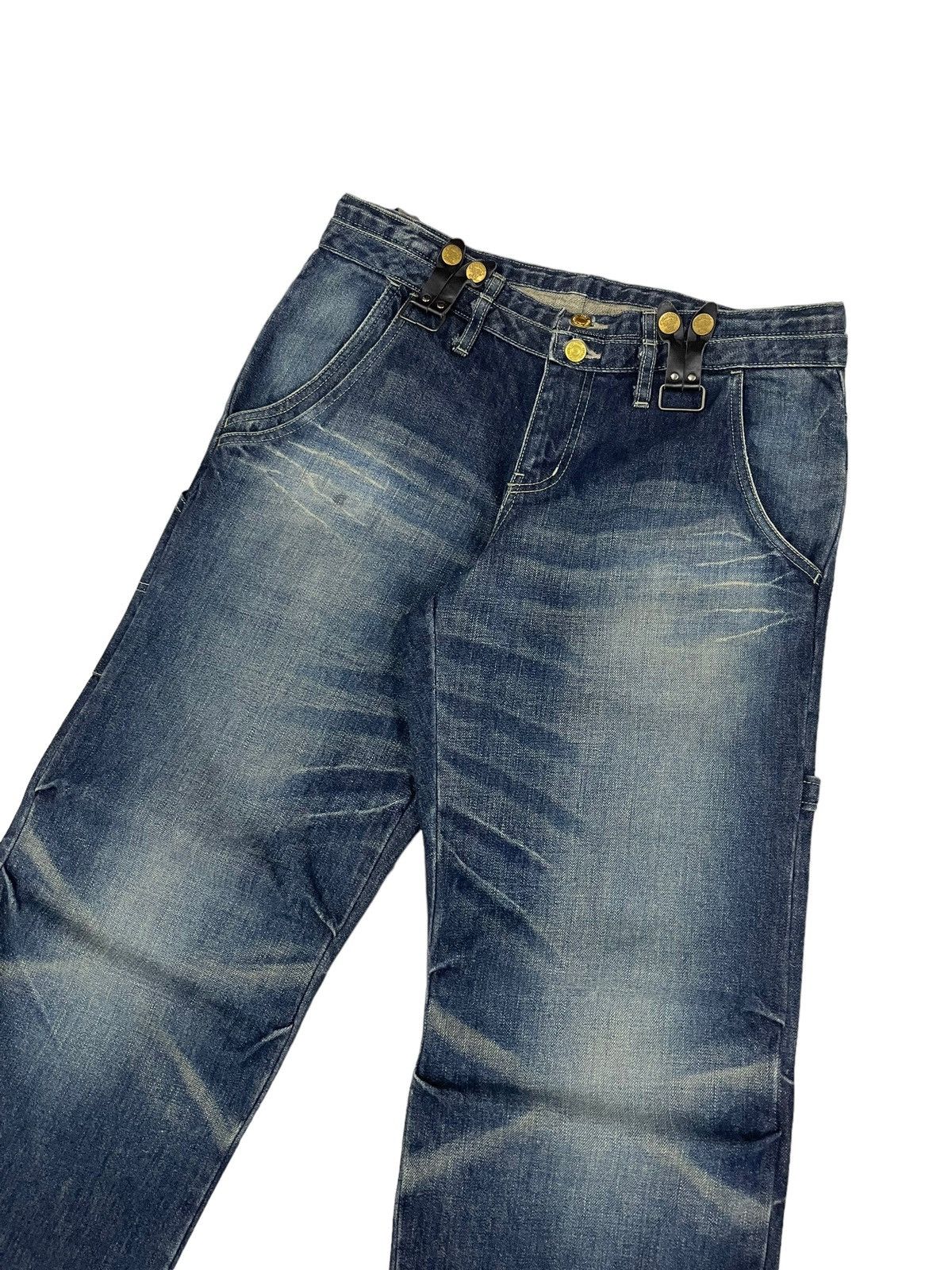 PPFM Vintage PPFM Double Waist Carpenter Jeans Leather Buckles Size US 33 - 6 Thumbnail