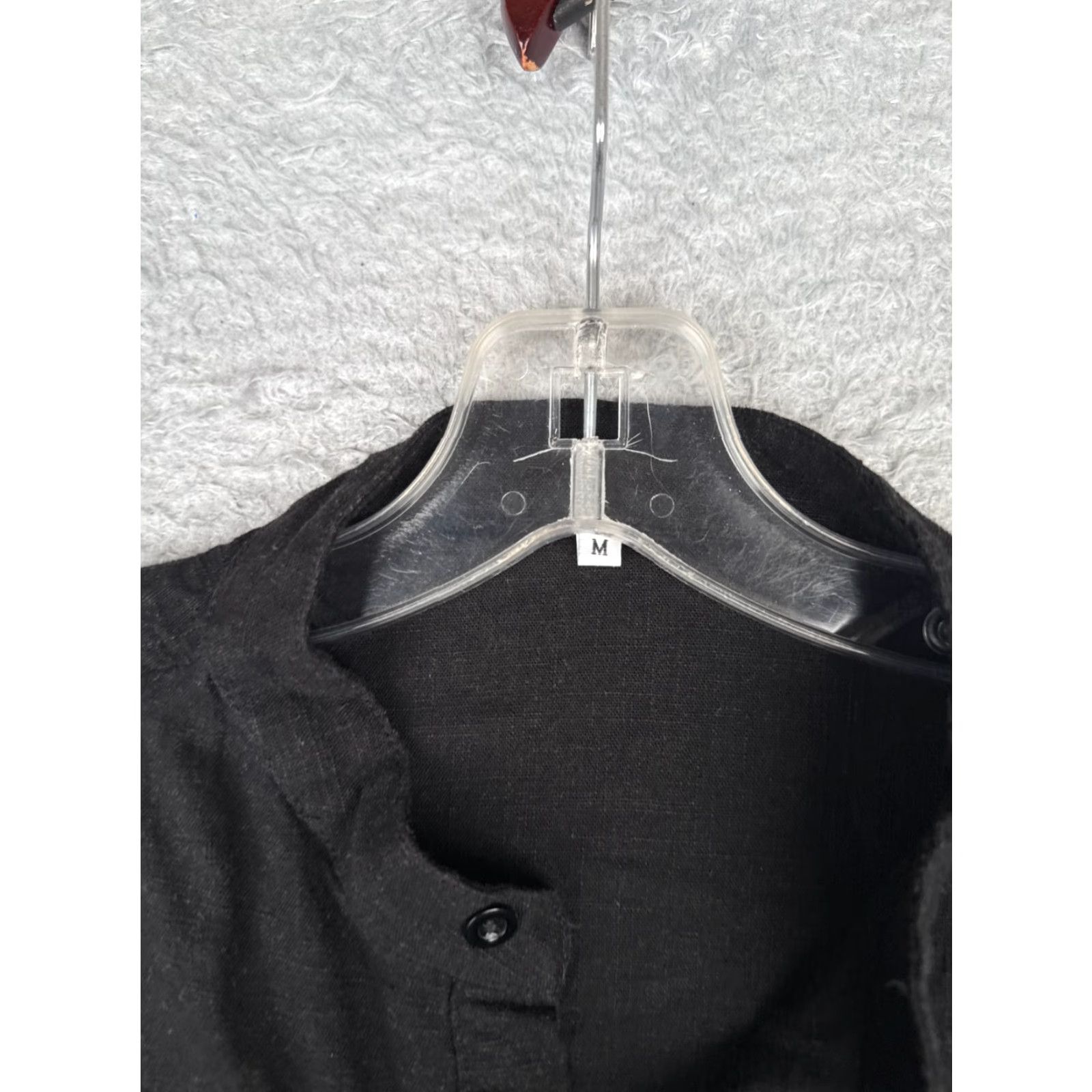 Vintage Shirt Men Medium Black Short Sleeve Henley Button Cotton Blend Workwear Pocket Size US M / EU 48-50 / 2 - 7 Thumbnail