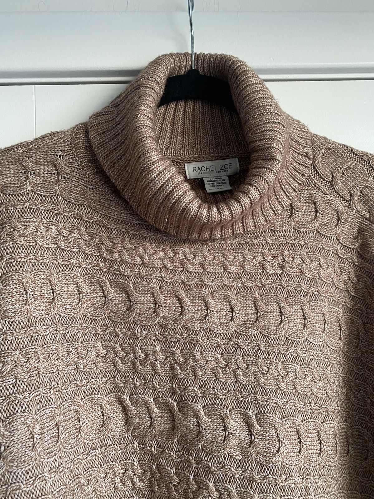 Rachel Zoe Rachel Zoe Women's Tan Cream Knit Turtle Neck Poncho - NWT Size ONE SIZE - 7 Thumbnail