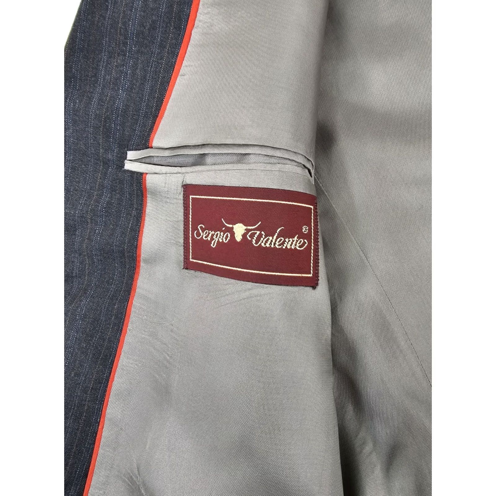 Vintage Sergio Valente 2 Piece Wool Lined Suit Men’s Jacket 40R Pants 34x31 Gray Pinstripe Size 40R - 5 Thumbnail