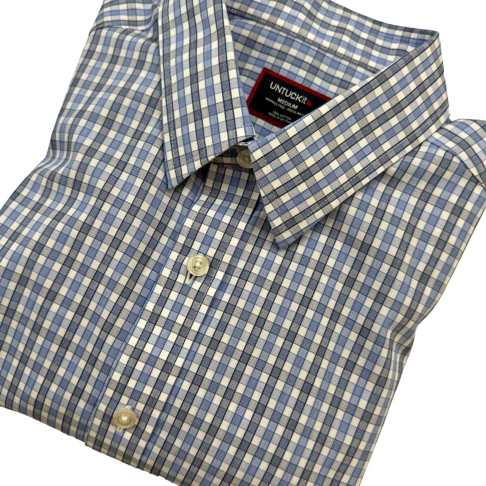 UNTUCKit UNTUCKit Regular Fit Blue Plaid L/S Cotton Button Shirt Size US M / EU 48-50 / 2 - 7 Thumbnail