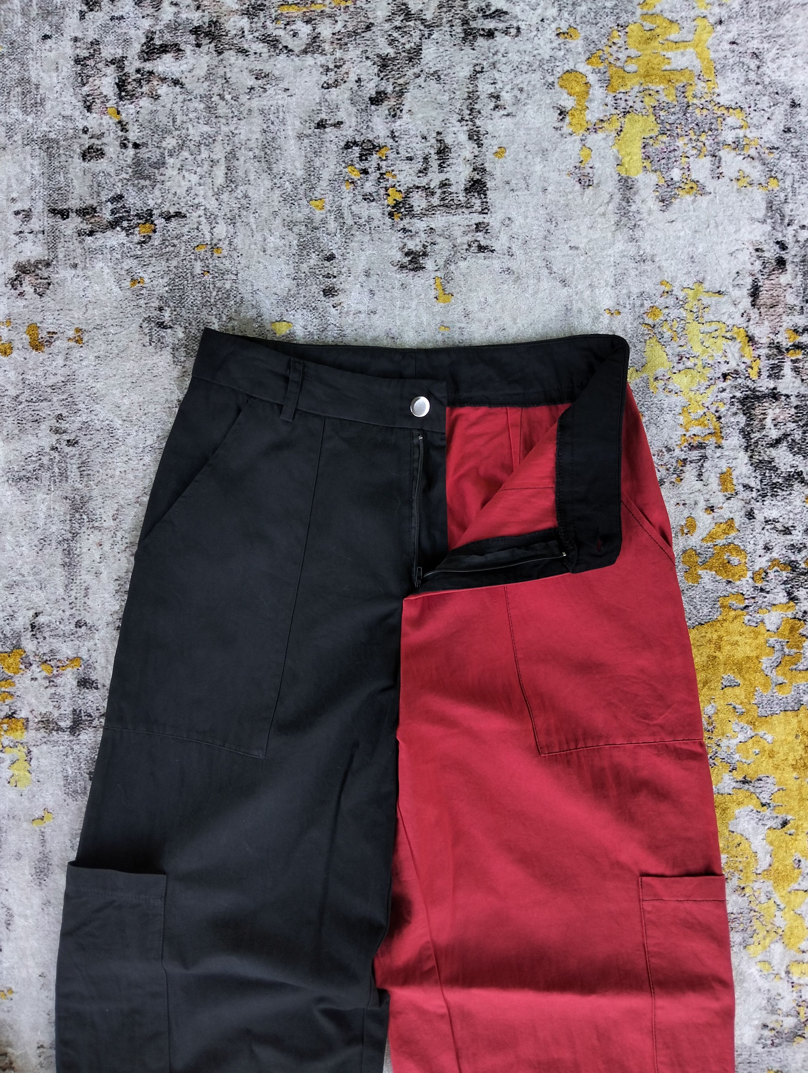 If Six Was Nine Romwe Hybrid Two Tone Baggy Wide Leg Cargo Pants Size US 27 - 4 Thumbnail