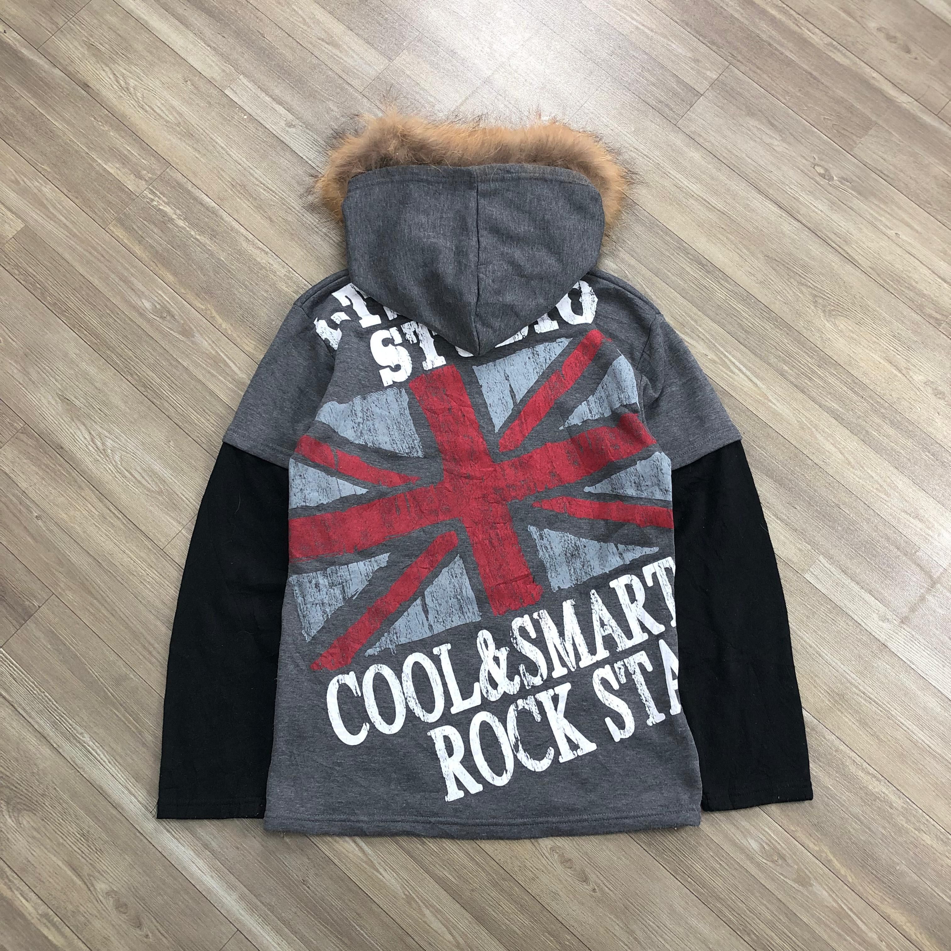 Japanese Brand Y2K Batsu Studio Poem Union Jack Flag Fur Hoodie Goa Style Size US S / EU 44-46 / 1 - 15 Thumbnail