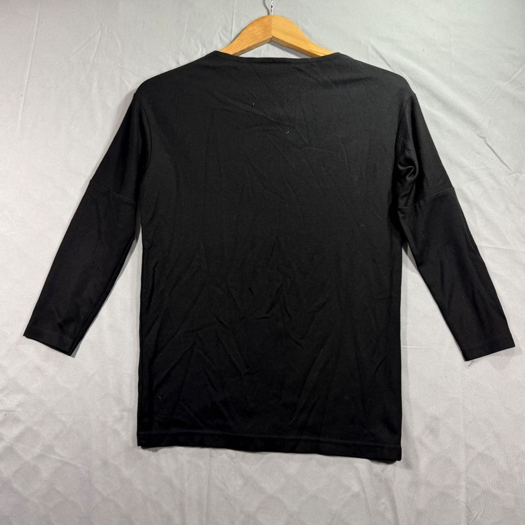 Vintage Bryn Walker Shirt Womens Small Black 3/4 Sleeve Crew Neck Basic Made In USA Size S / US 4 / IT 40 - 2 Thumbnail