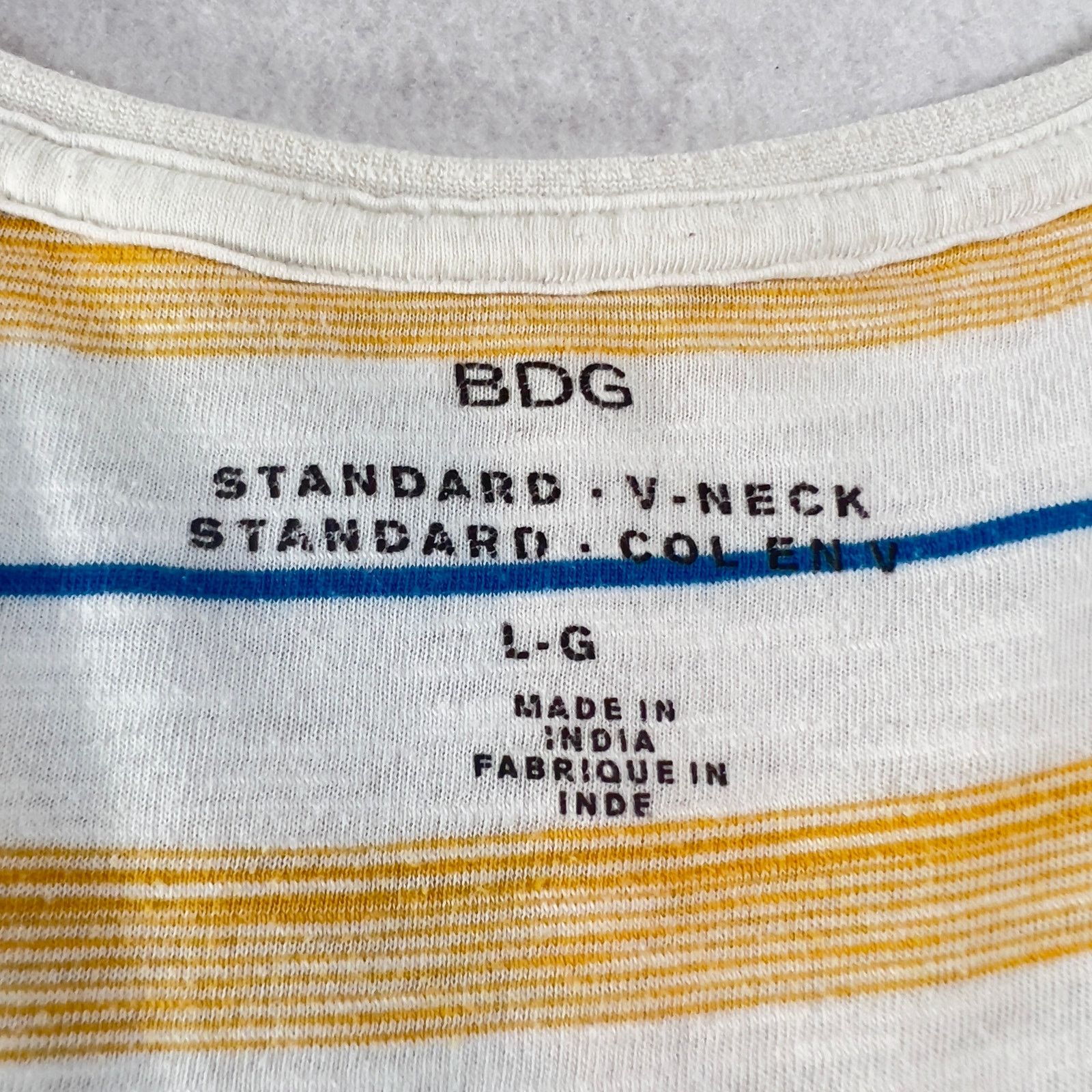 Bdg BDG Urban Outfitters V-Neck Shirt Woman L Blue Yellow Stripe Size L / US 10 / IT 46 - 2 Thumbnail