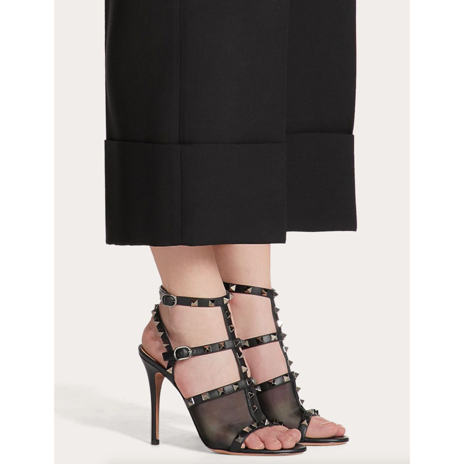 Valentino Valentino Rockstud 105 Black Mesh Stud Cage Ankle Size US 6 / IT 36 - 3 Thumbnail