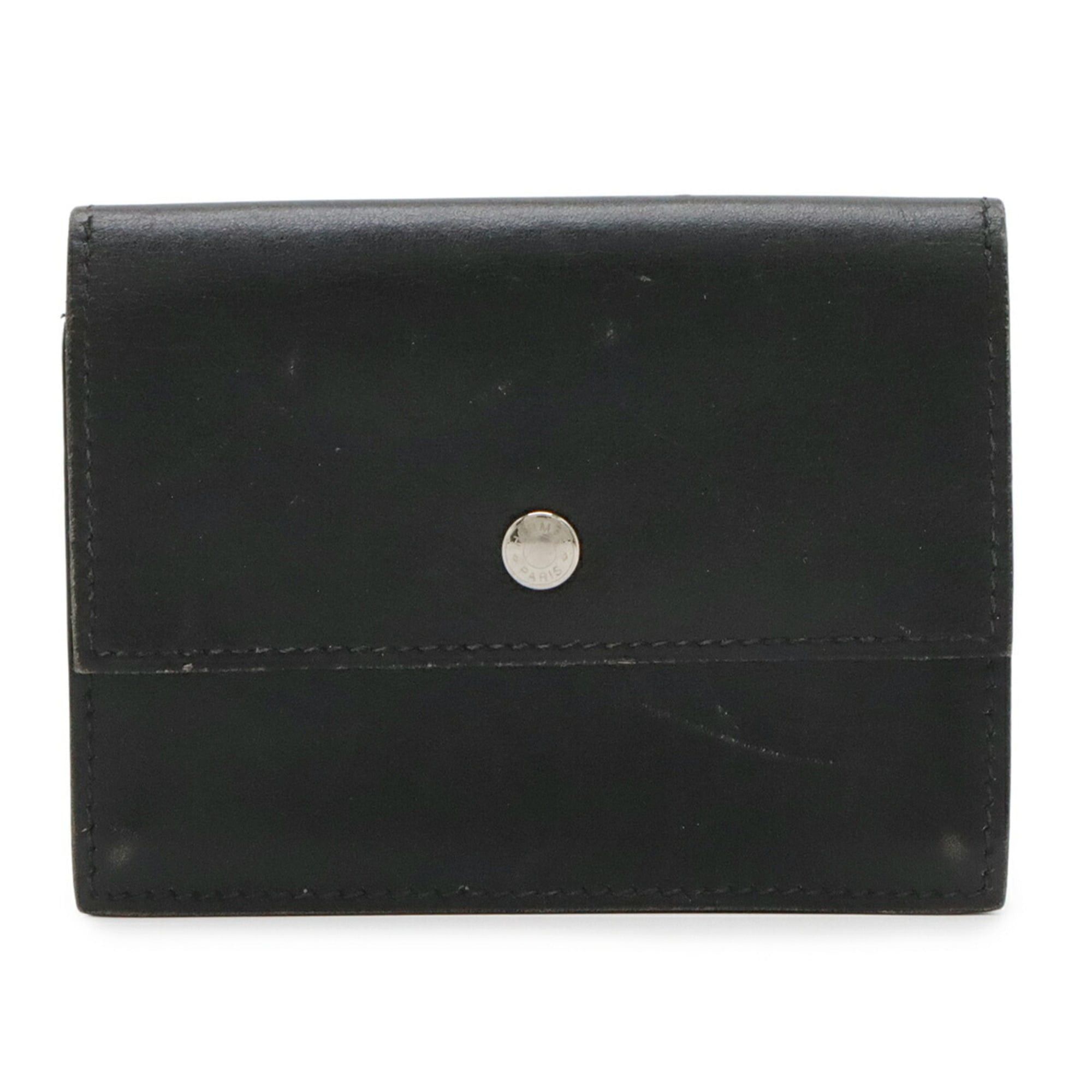Hermes HERMES Sakura Sellier Button Business Card Holder/Card Case, Box Calf Leather, Black, □G Stamp Size ONE SIZE - 1 Thumbnail