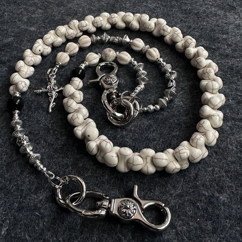 Jewelry × Vintage Punk White Bone Gem Keychain Size ONE SIZE - 1 Thumbnail