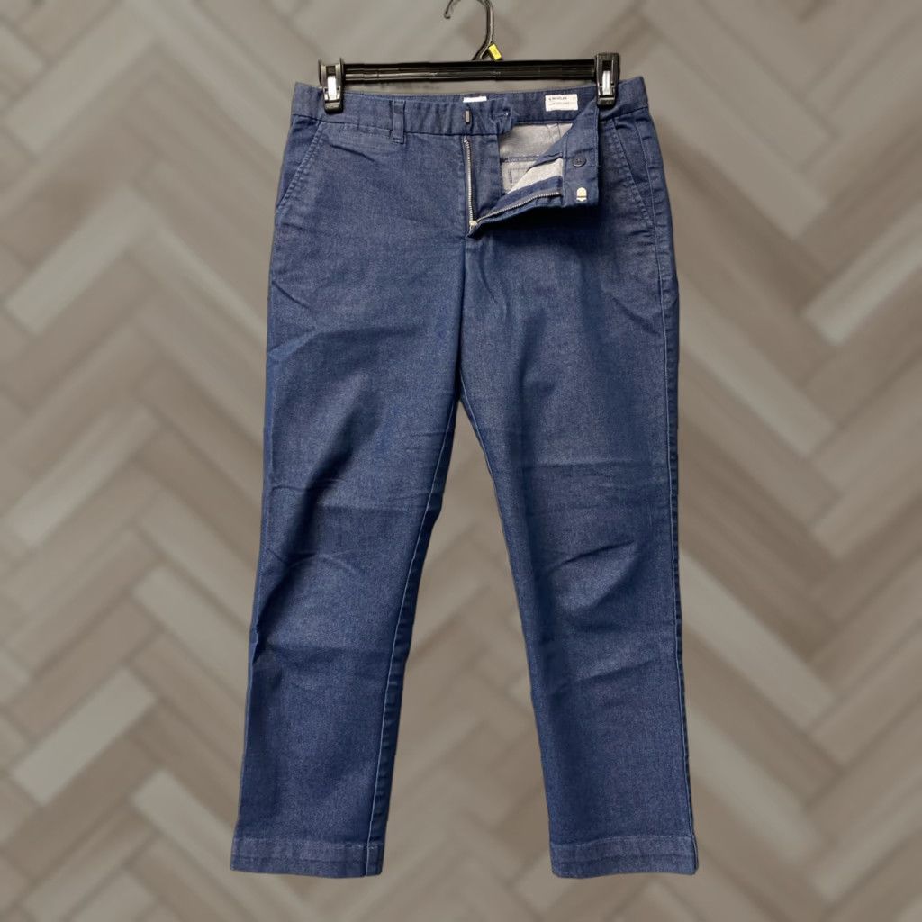 Gap Gap Women's Jeans Straight 6 Regular Blue Zipper Inseam 26 Mid Rise Cotton Polyester Spandex Solid Dark Front Flat Size 6 32X26 142-48 Size 28" / US 6 / IT 42 - 1 Thumbnail