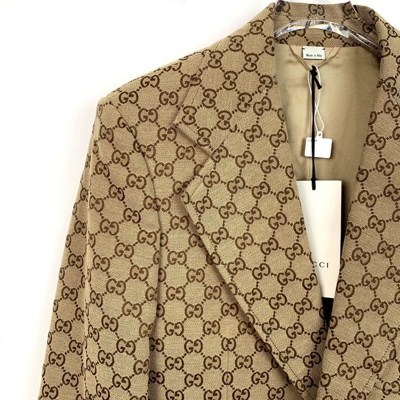 Gucci Gucci Brown logo printed full-printed cotton suit jacket 25 Size US S / EU 44-46 / 1 - 3 Thumbnail