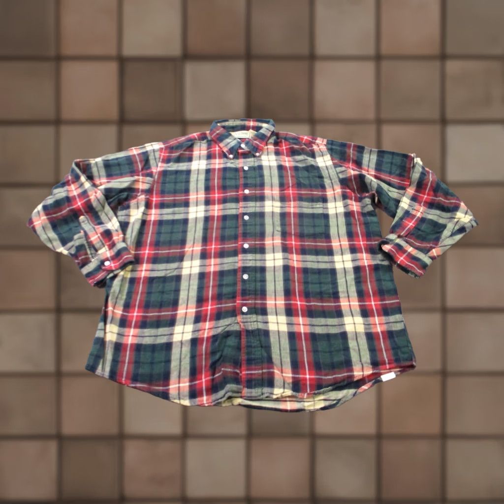 Vintage LL Bean Flannel Shirt Mens L Green Red Plaid Outdoors Country Work Size US L / EU 52-54 / 3 - 1 Thumbnail