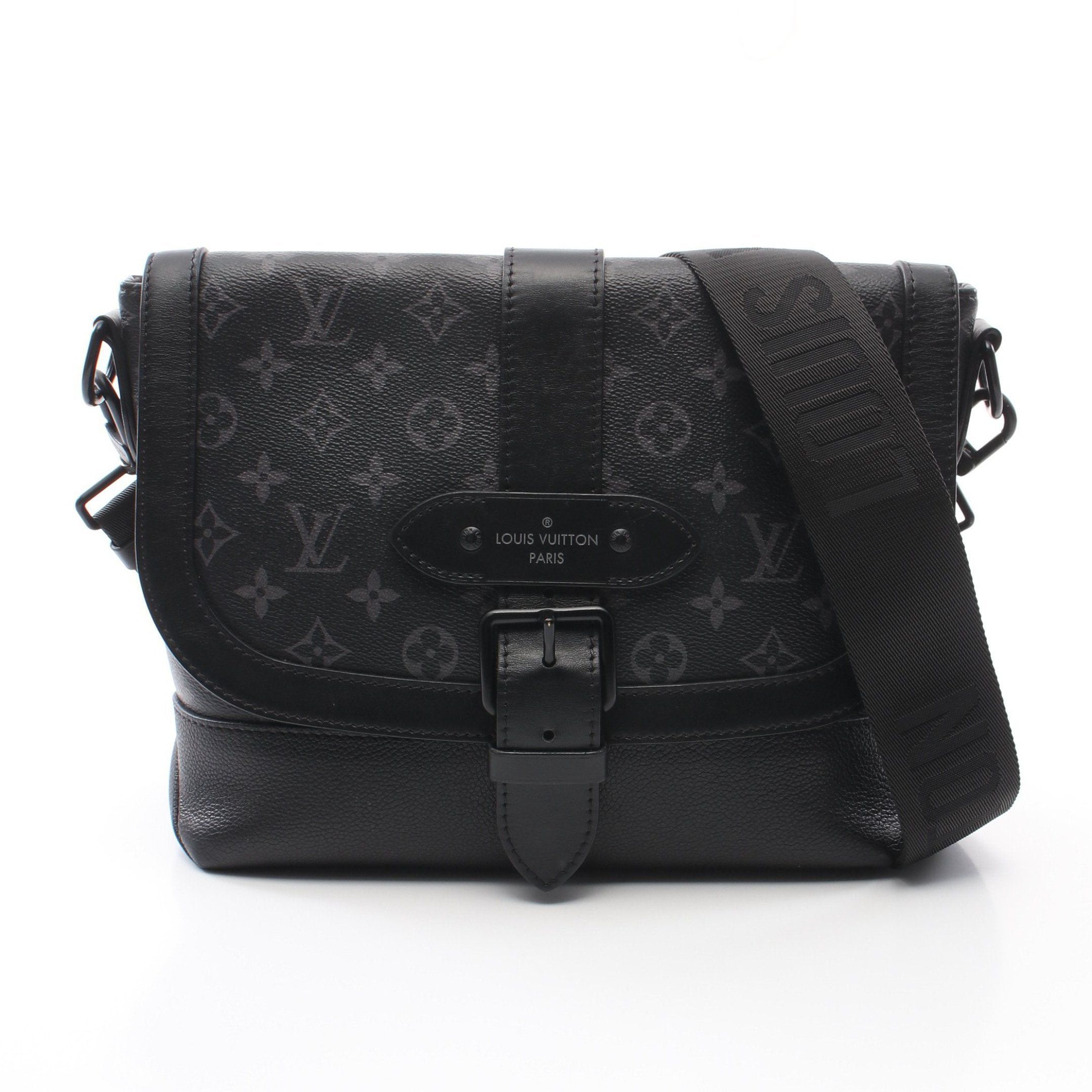 Louis Vuitton Saumur Messenger Monogram Eclipse Shoulder Bag Leather Black, Men's