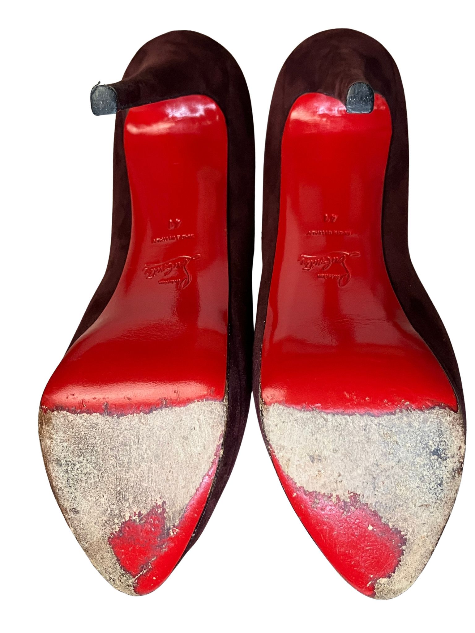Christian Louboutin Christian Louboutin Burgundy Suede Peep Toe Platform Heels Size US 10 / IT 40 - 7 Thumbnail