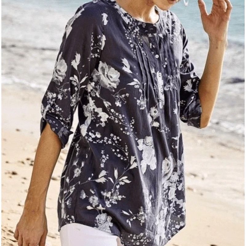 Soft Surroundings Soft Surroundings Floral Tuberosa Tunic Sz L Pleated Resort Size L / US 10 / IT 46 - 1 Thumbnail