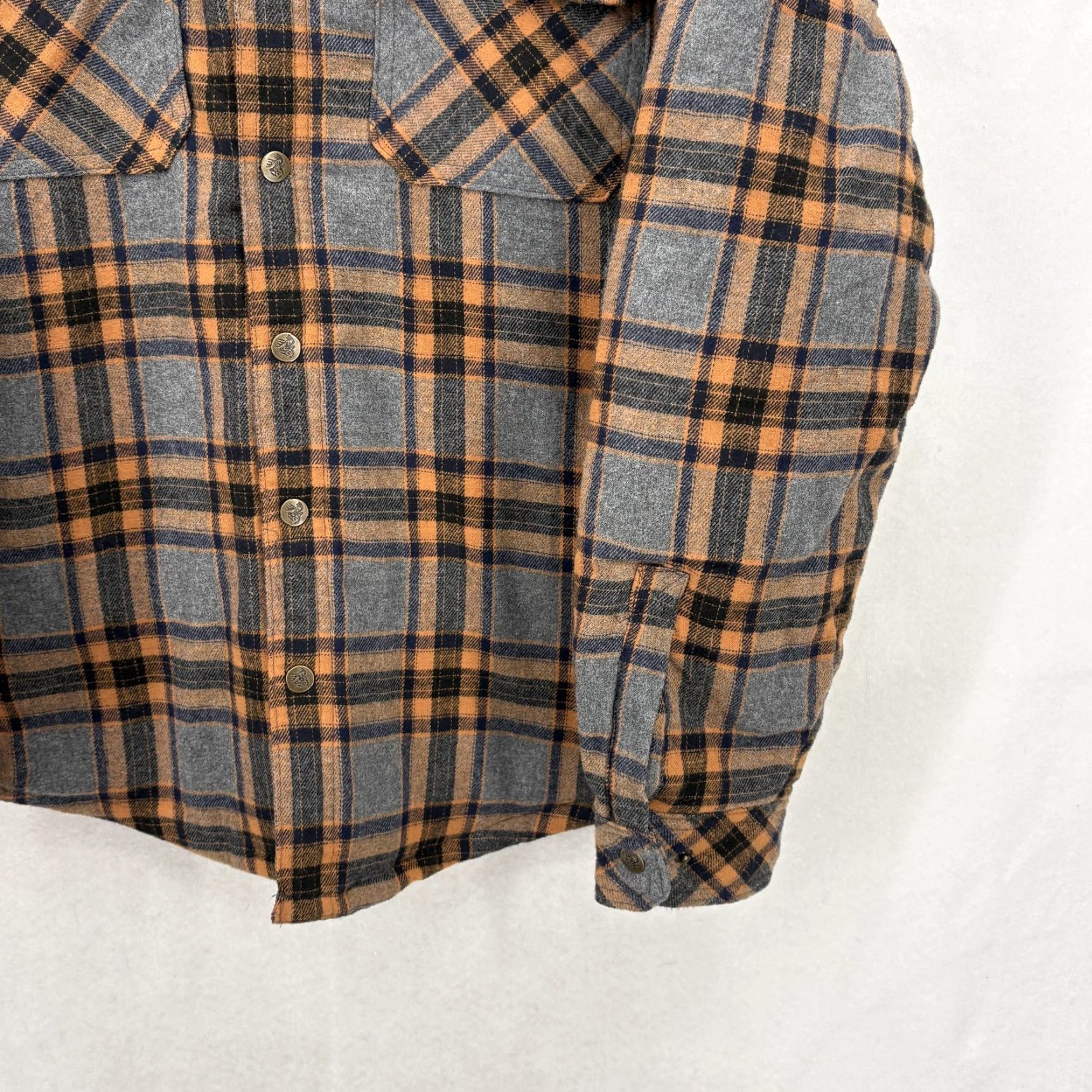 Vintage Legendary Outfitters Hoodie Mens Medium Brown Plaid Flannel Hooded Lined Quilted Thermal Pockets Button Classic Outdoor Shirt Size US M / EU 48-50 / 2 - 3 Thumbnail