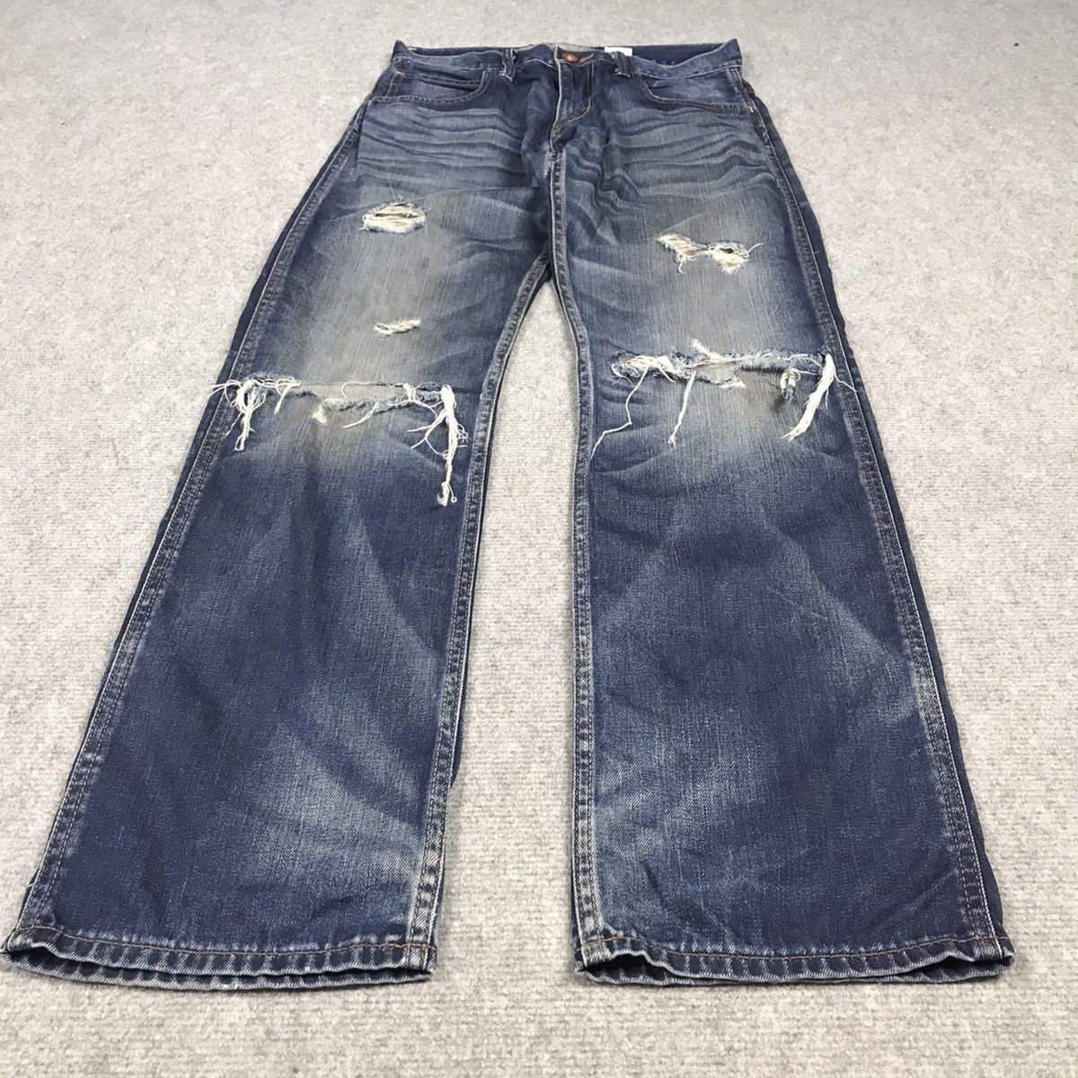 If Six Was Nine × Le Grande Bleu (L.G.B.) DISTRESSED DENIM BACK NUMBER JAPAN BLUE JEANS PANTS Size US 30 / EU 46 - 6 Thumbnail
