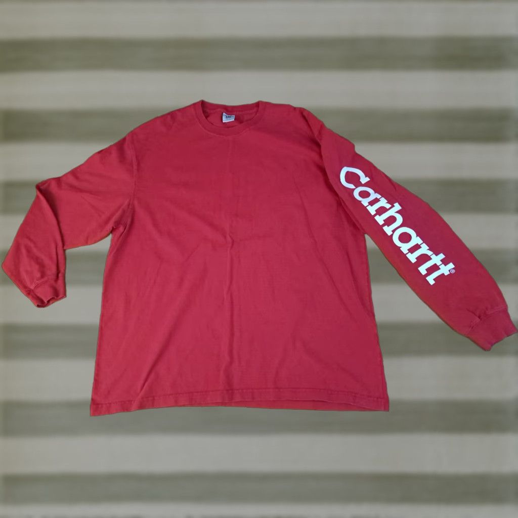 Carhartt VINTAGE Carhartt Long Sleeve T-Shirt Red 90s Cotton L Adults Mens Womens Shirt Size US L / EU 52-54 / 3 - 1 Thumbnail