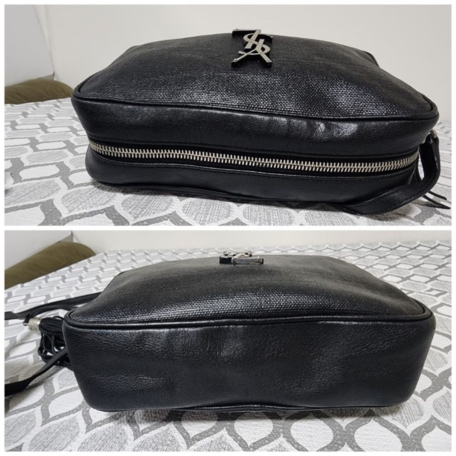 Yves Saint Laurent YVES SAINT LAURENT Lou Camera Raffia Canvas Crossbody Bag Bk Size ONE SIZE - 8 Thumbnail