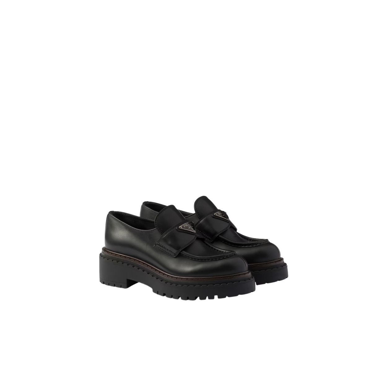 Prada PRADA Double Chocolate $1250 Black Loafers New & Authentic ( Size US 8 / IT 38 - 1 Thumbnail