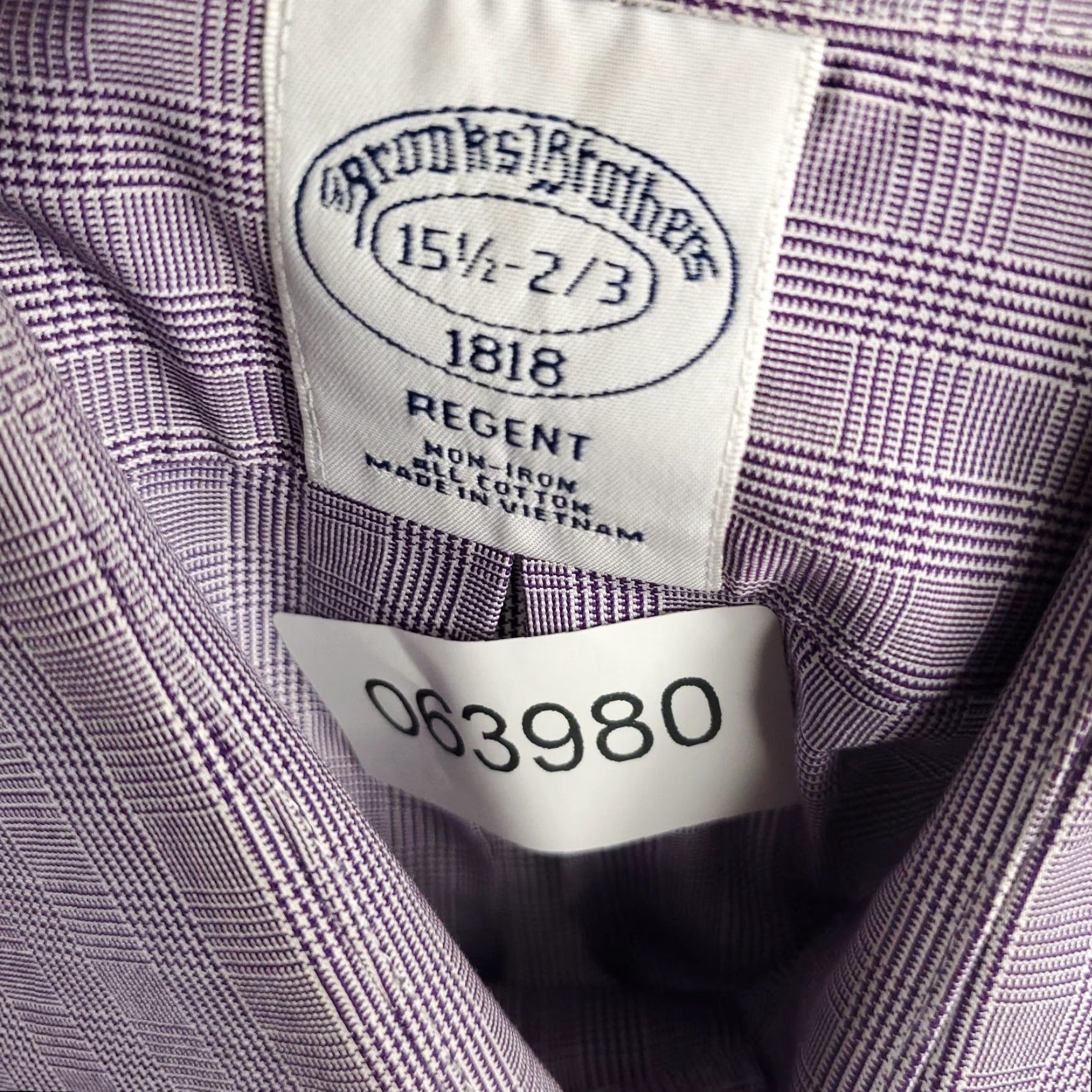 Brooks Brothers Brooks Brothers Shirt Mens 15.5 Purple Plaid Regent Button Up Long Sleeve Cotton Non-Iron Pockets Size 40R - 7 Thumbnail