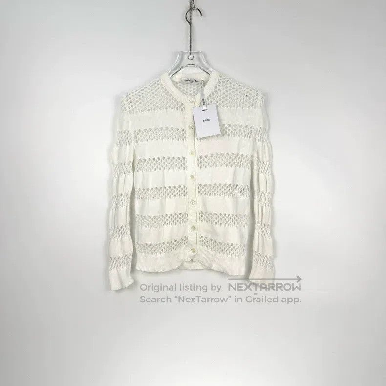 Dior Dior White hollow-out knitted cardigan coat Size XS / US 0-2 / IT 36-38 - 3 Thumbnail