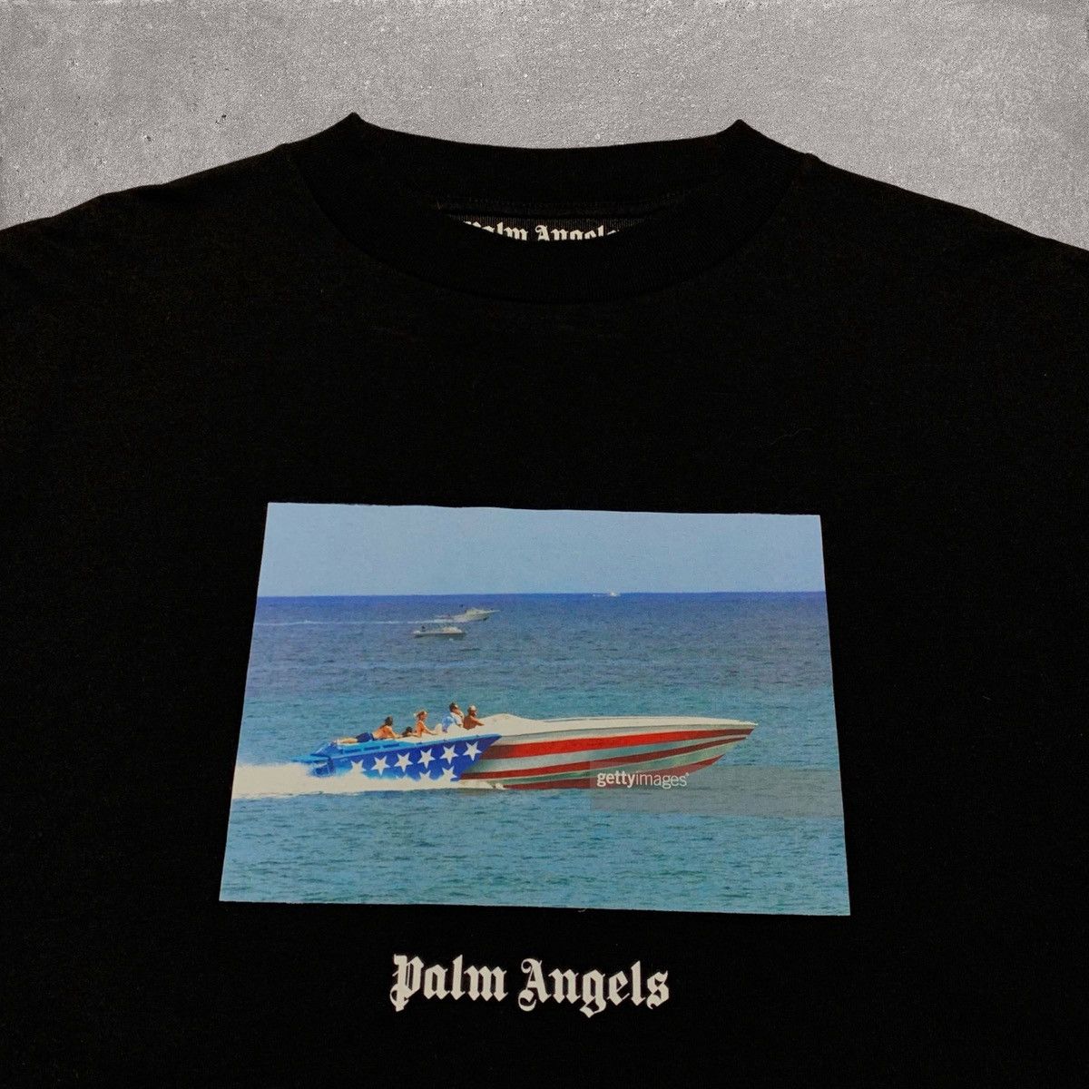 Palm Angels Palm Angels Medium Speedboat USA Black Tee Size US M / EU 48-50 / 2 - 3 Thumbnail