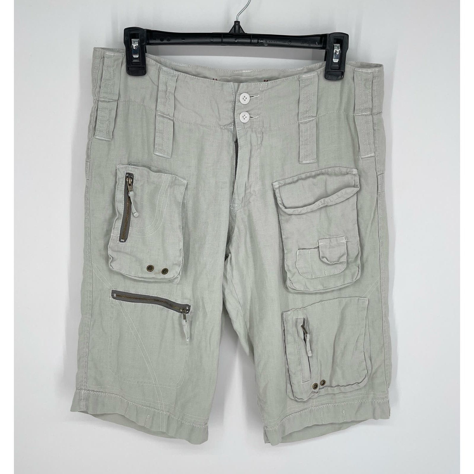 image of Pete & Greta By Johnny Was Cargo Shorts Womens 4 Linen Green (Size 27)