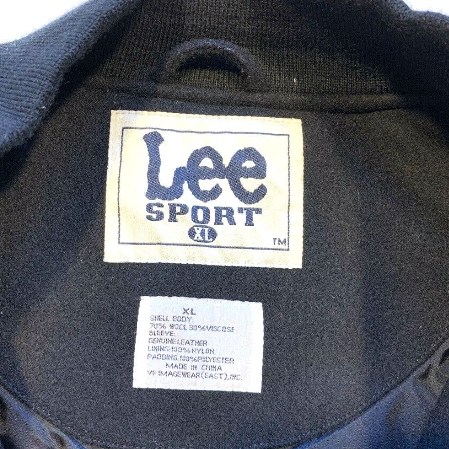 Lee VINTAGE Lee Sport Rams Wool Leather Bomber Varsity Jacket Snap XL Men's Black Wool 70%/30% Blend Rams Logo Leather Sleeves Varsity Jacket Size US XL / EU 56 / 4 - 5 Thumbnail