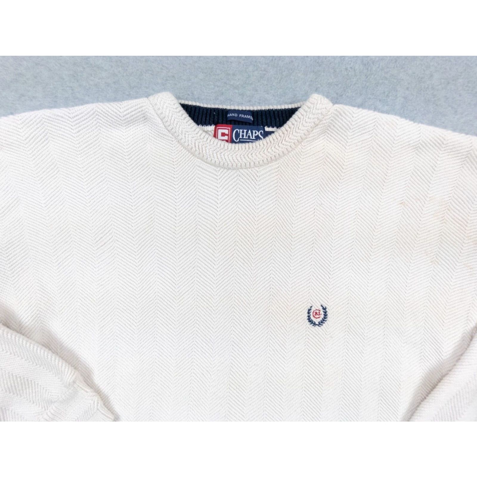 Ralph Lauren VINTAGE Ralph Lauren Chaps Sweater Shirt Adult XL White Knit Pullover Crewneck Embroidered Logo Mens 1980s 90s Preppy Seasonal Knitwear Size US XL / EU 56 / 4 - 2 Thumbnail