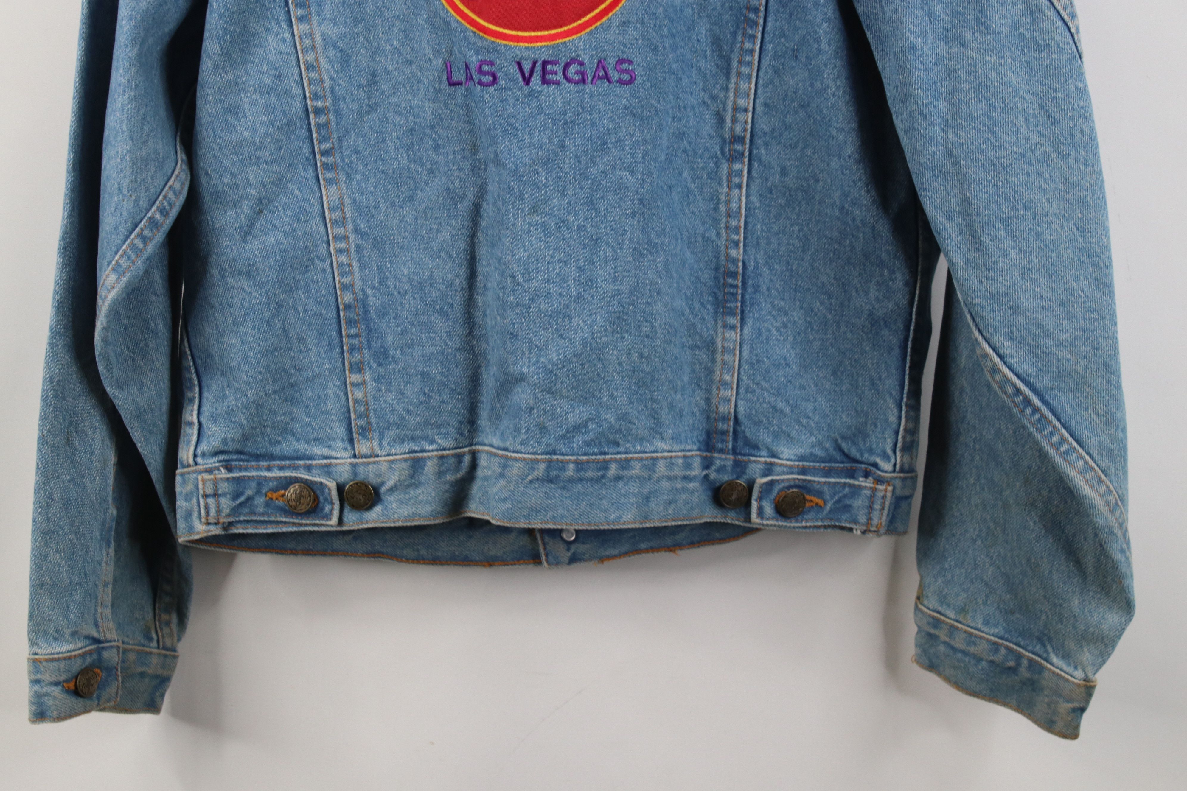 Hard Rock Cafe Vintage 90s Hard Rock Cafe Las Vegas Denim Trucker Jacket Size L / US 10 / IT 46 - 18 Thumbnail