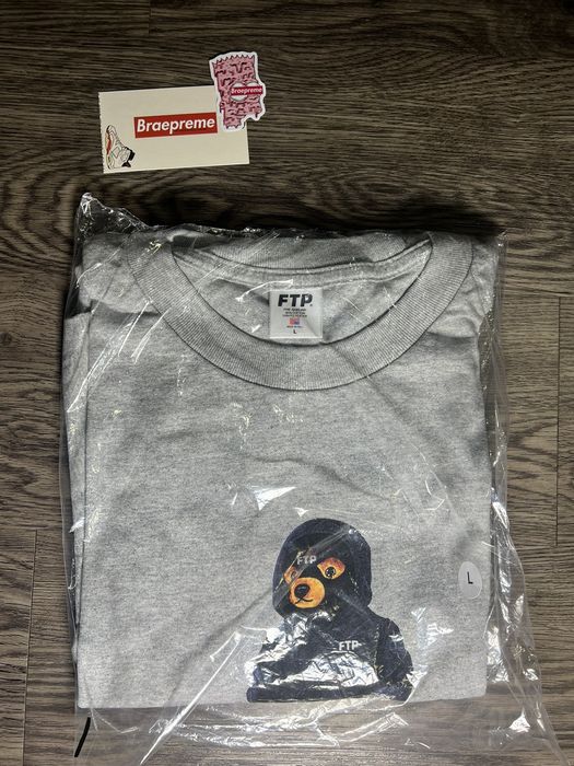 Fuck The Population FTP Hooded Bear Tee (Heather Grey) | Grailed
