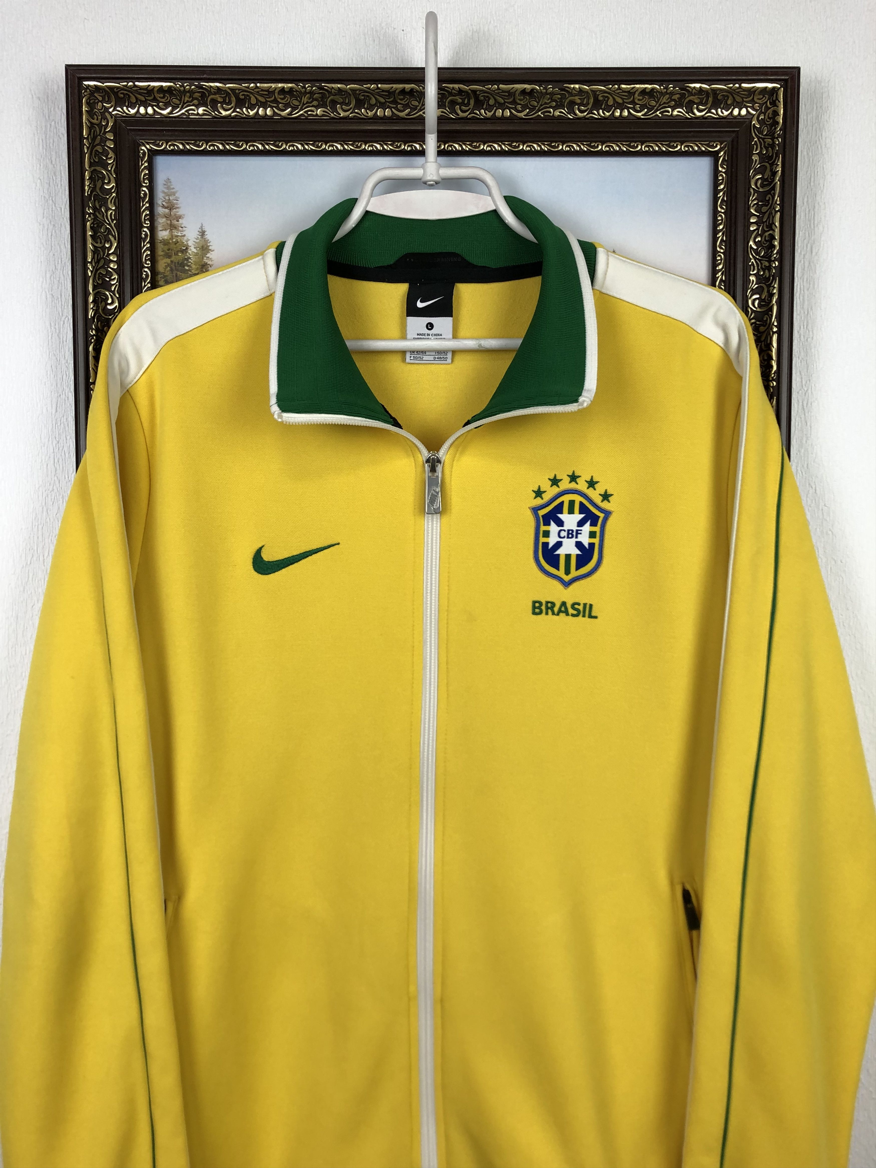 Nike Nike Brazil Football Jacket Yellow Soccer Track Top Zip Size US L / EU 52-54 / 3 - 2 Thumbnail