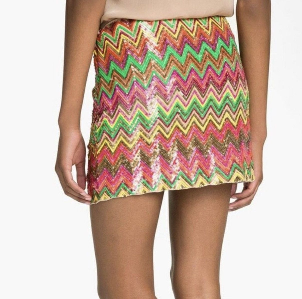 Haute Hippie Haute Hippie Multicolored Chevron Mini Skirt Size Medium Size 30" / US 8 / IT 44 - 2 Thumbnail