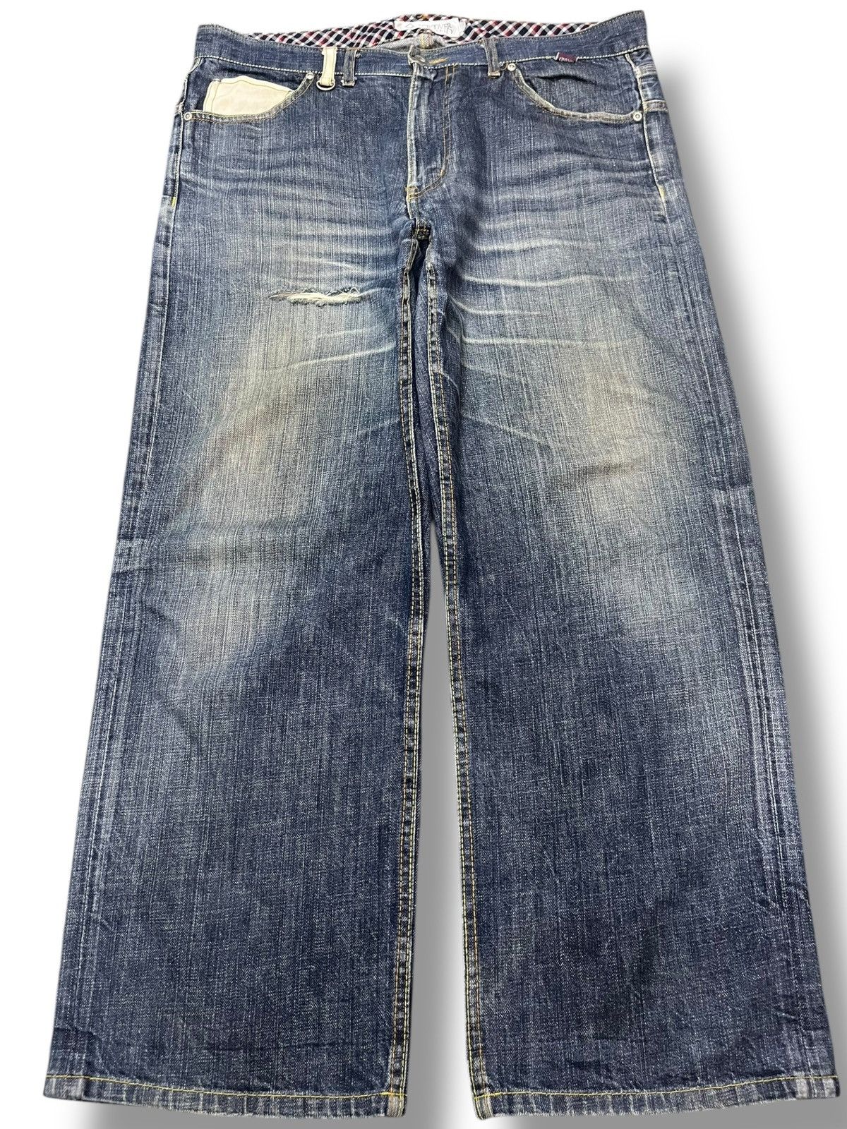 JNCO × Japanese Brand Vintage Groove Grand Baggy Distressed Denim Size US 35 - 1 Thumbnail