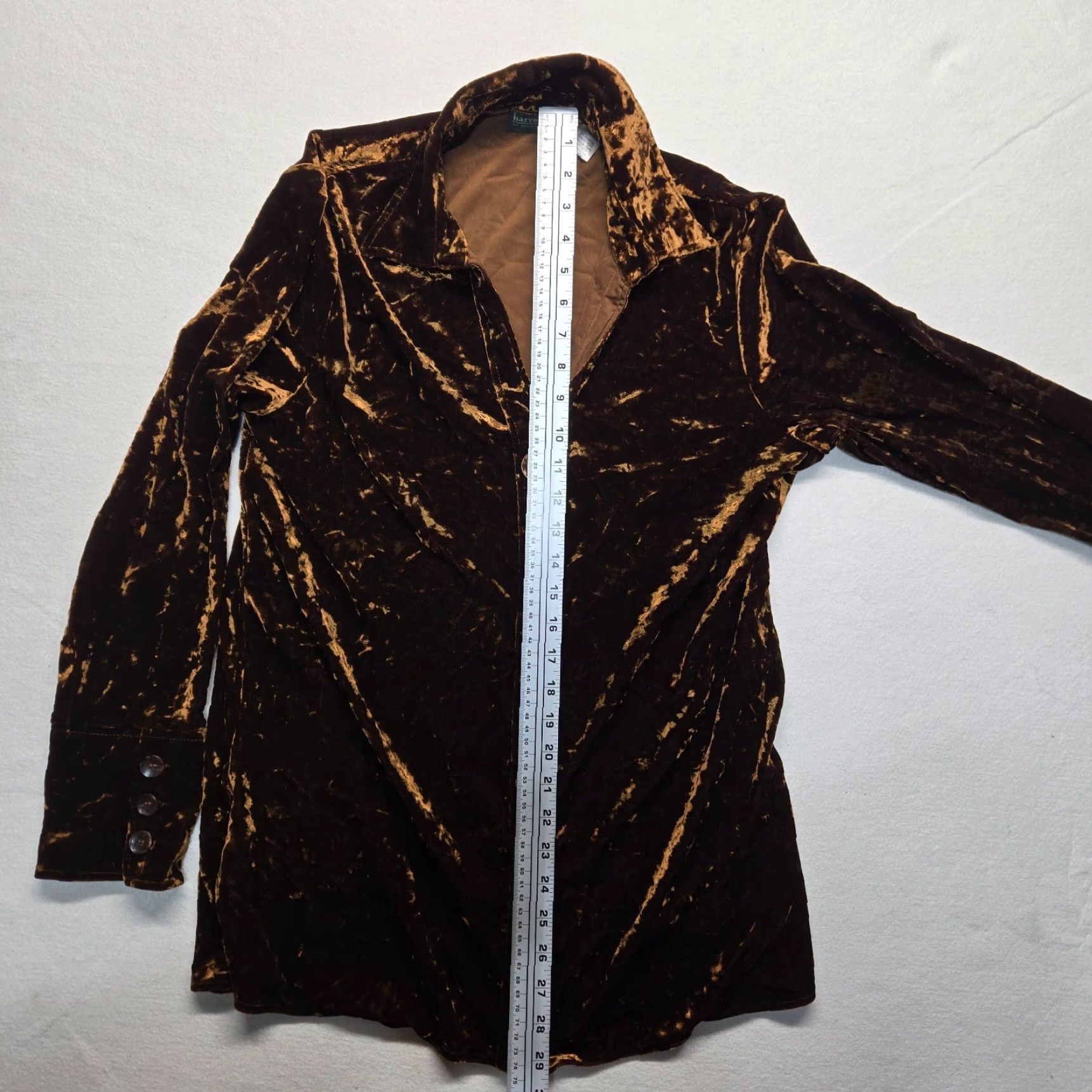 Vintage Harve Benard Brown Glossy Button Up Coat Jacket Adult Women's Size L Large Jacket Brown 3/4 Sleeve Business Casual Workwear Womens Size L / US 10 / IT 46 - 6 Thumbnail