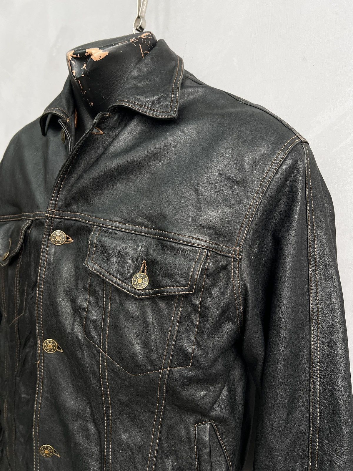 Diesel Nevada Black Leather Trucker Jacket Classic Size US M / EU 48-50 / 2 - 3 Thumbnail
