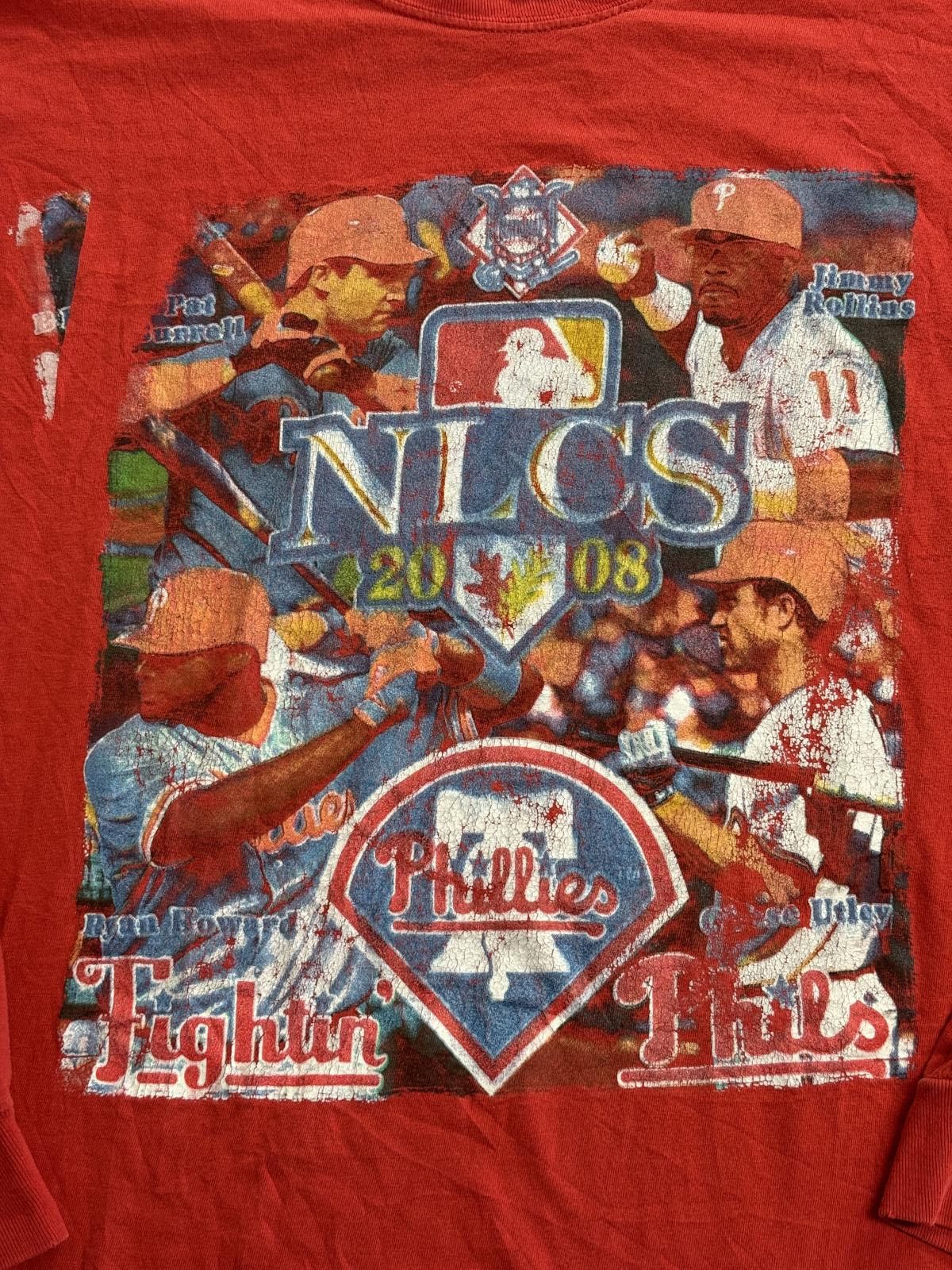 Jerzees Fightin Phils T-shirt Phillies NLCS 2008 Team Members LS 3XL Size US XXL / EU 58 / 5 - 4 Thumbnail