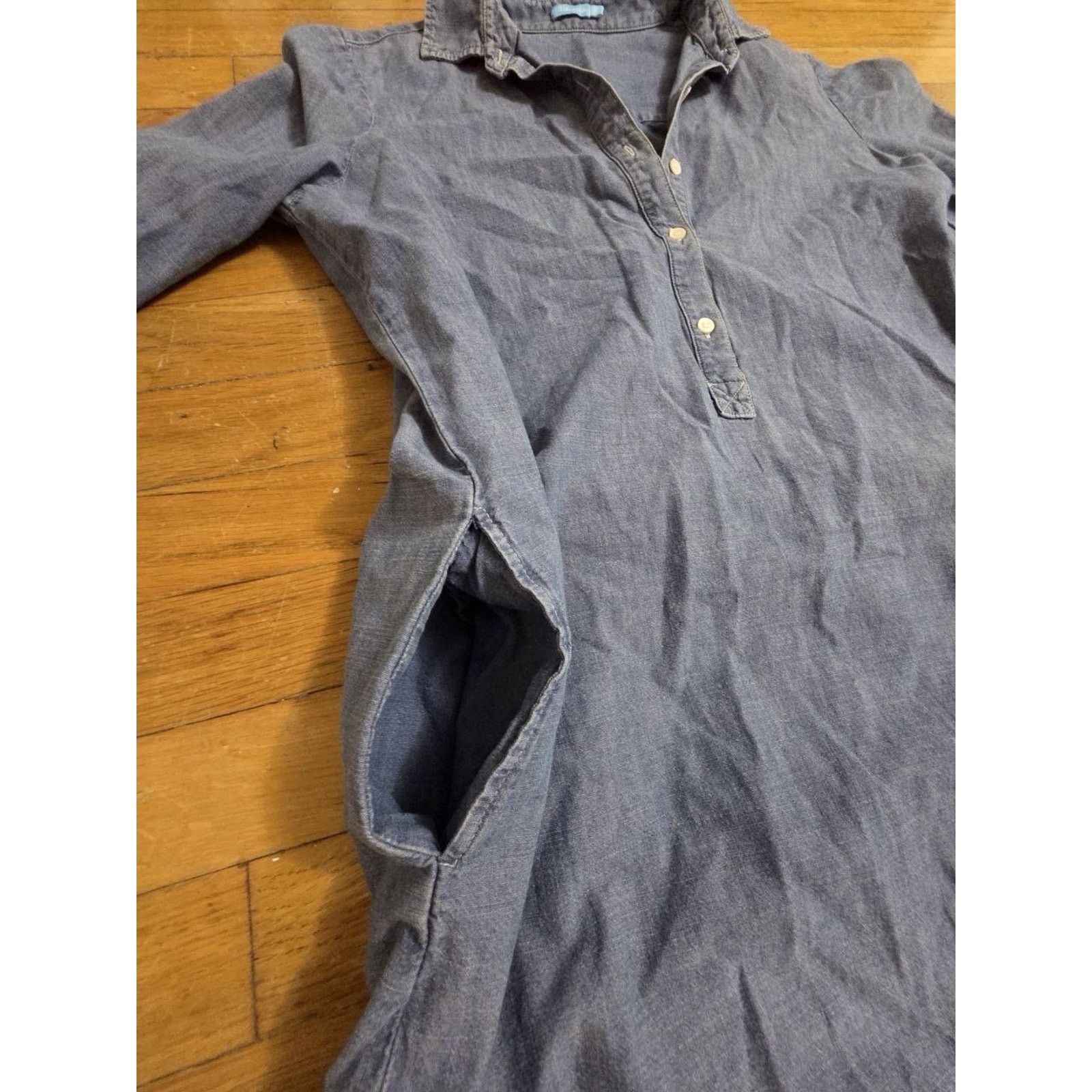 J.McLaughlin J. McLaughlin s Sz S Denim Cotton 1/4 Sleeve Blue A001061 Size S / US 4 / IT 40 - 6 Thumbnail