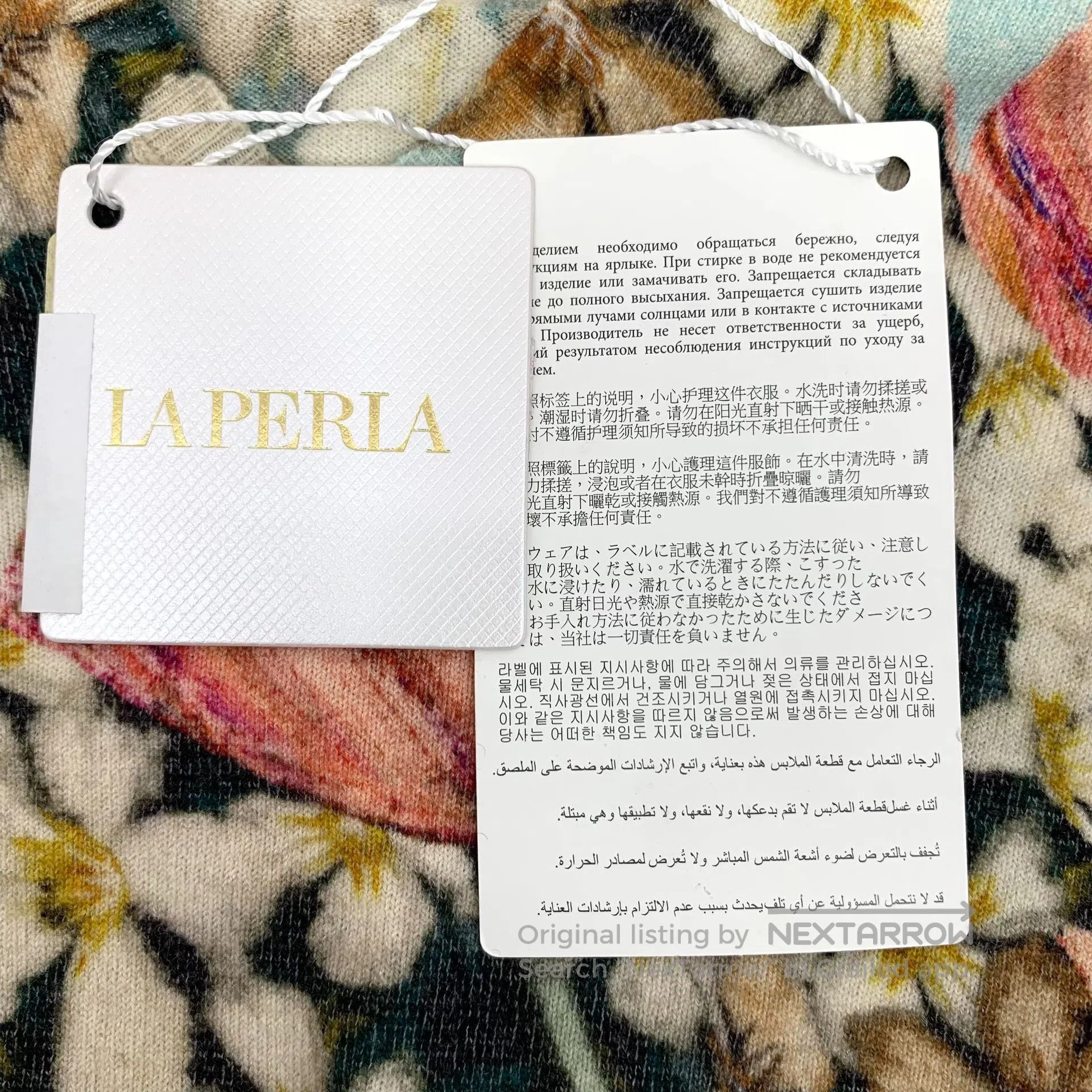 La Perla Laperla Color-Blocked Floral Inlay Cashmere V-Neck Long Sl Size XS / US 0-2 / IT 36-38 - 6 Thumbnail