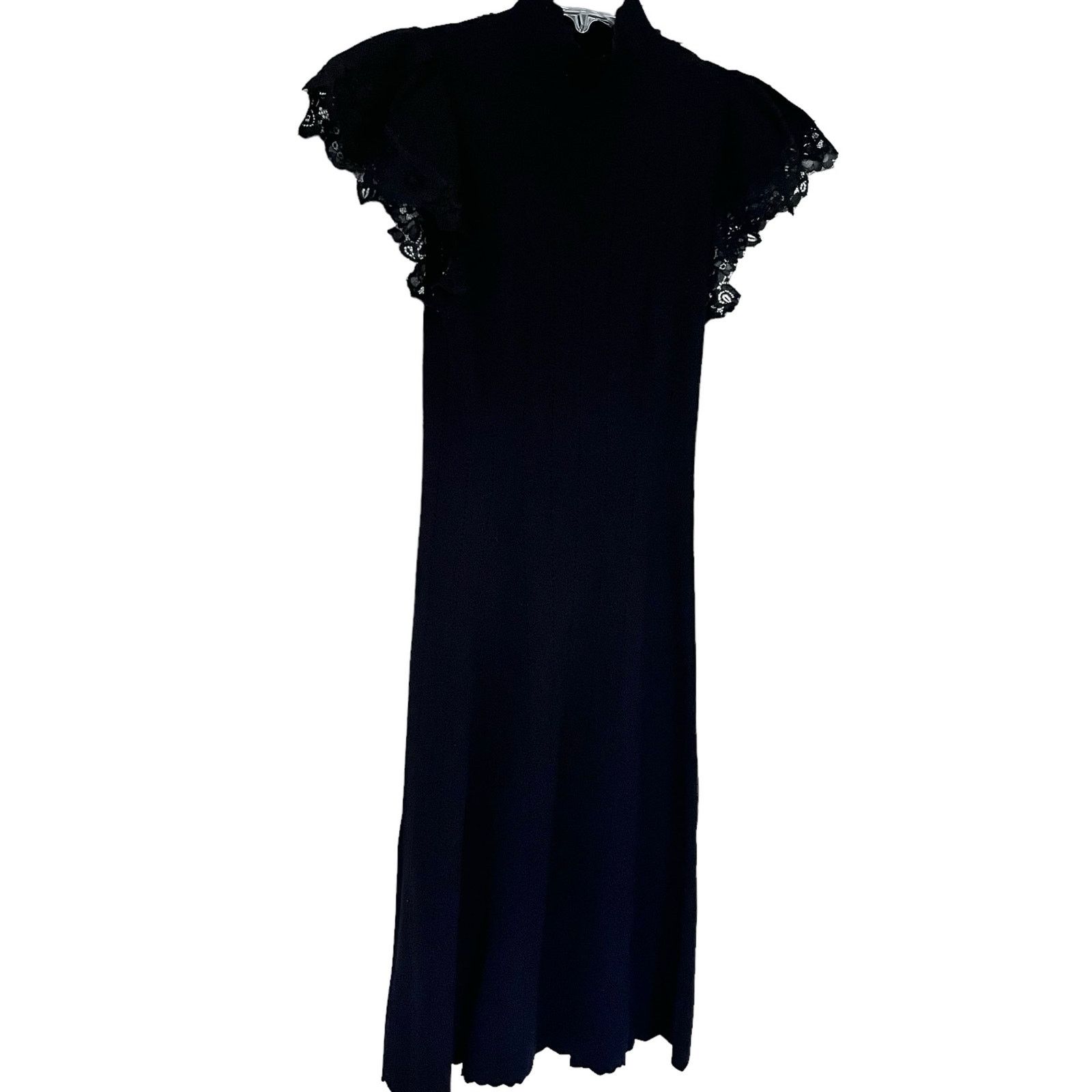 Rebecca Taylor Rebecca Taylor Black Pointelle Knit Mock Neck Sweater Dress Size M / US 6-8 / IT 42-44 - 3 Thumbnail