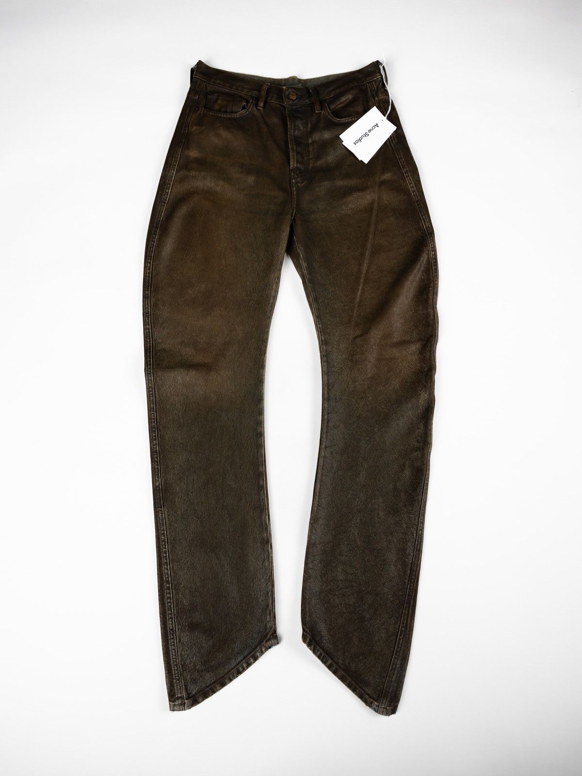 image of Acne Studios Brown Coated Denim, Men's (Size 38)