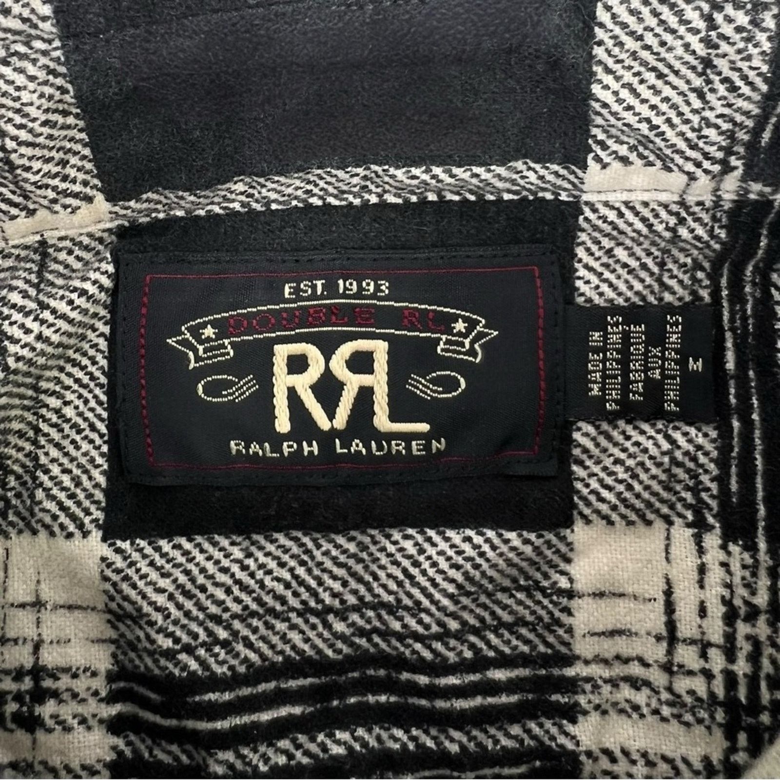 RRL Ralph Lauren Wallace Plaid Workshirt Flannel in Black & Cream Size US M / EU 48-50 / 2 - 6 Thumbnail