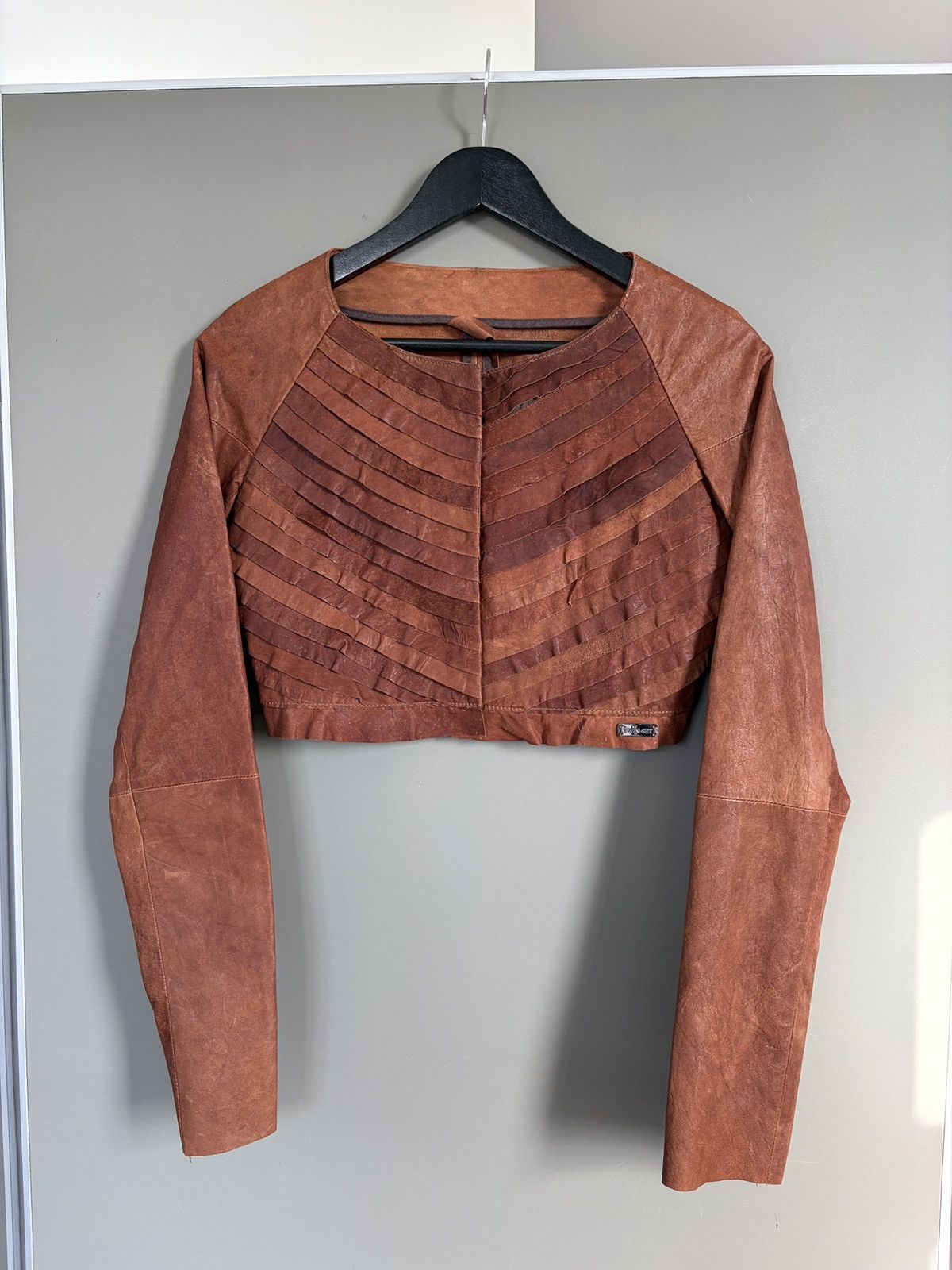 TWINSET Twin Set Simona Barbieri Leather Short Bolero Jacket Size XS / US 0-2 / IT 36-38 - 5 Thumbnail
