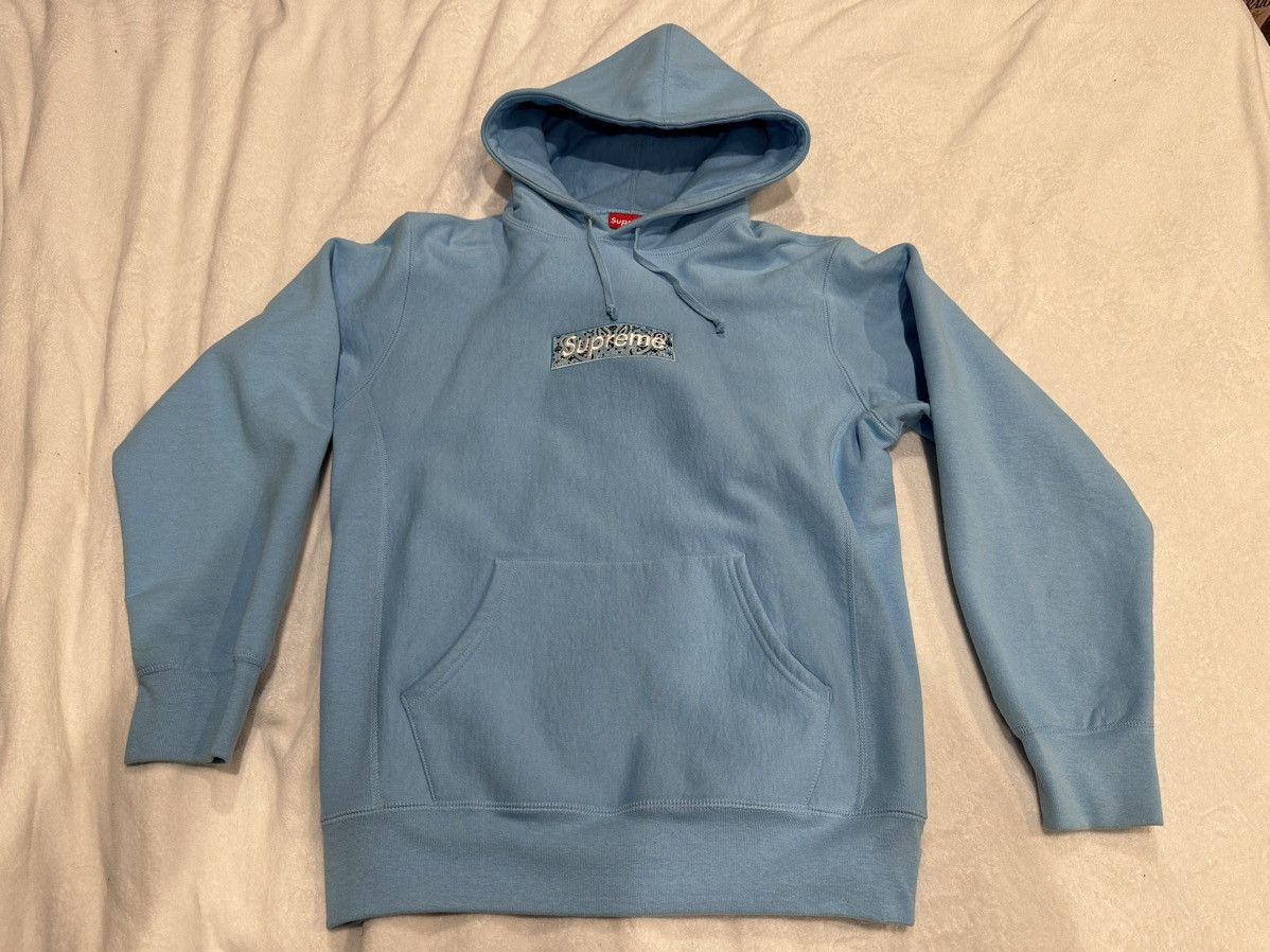 image of Supreme Bandana Box Logo Hooded Sweatshirt - Light Blue, Men's (Size Large)