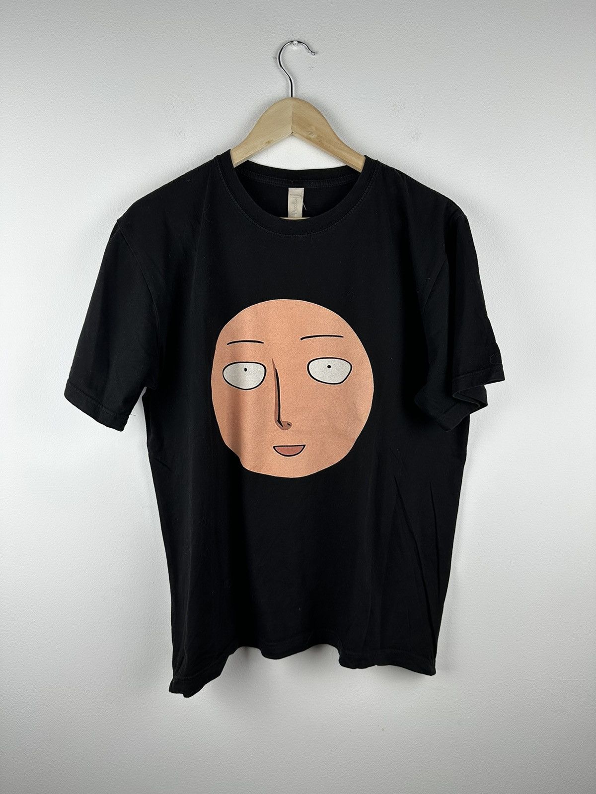 image of Anima One Punch Man Head T-Shirt Japanese Anime Series Character in Black, Men's (Size Medium)