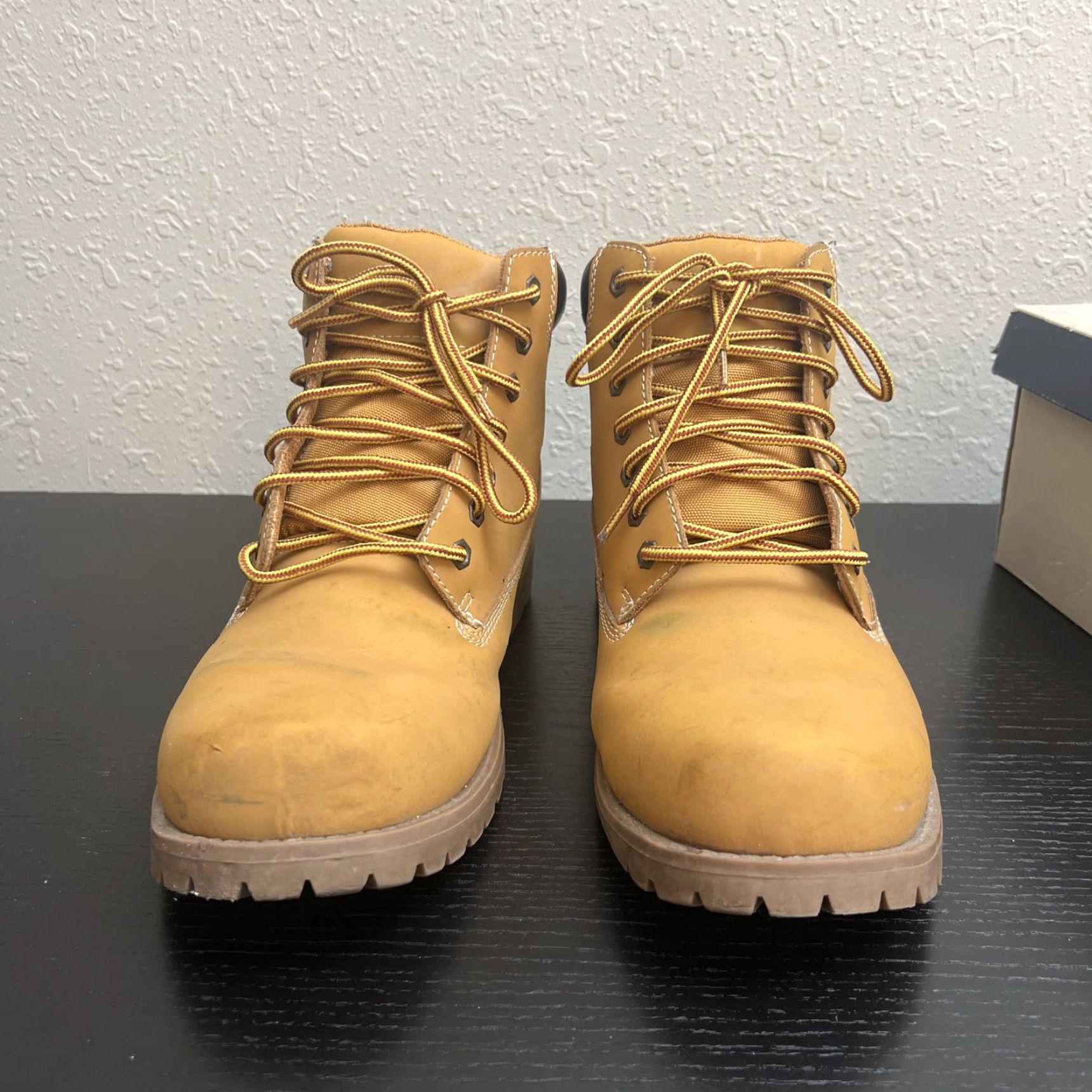 Vintage VINTAGE? Wait item not vintage. So: Men’s Wheat St. John’s Bay Leather Upper Boots Size 11M Boots Mens Wheat Leather Upper Box Included Size US 11 / EU 44 - 2 Thumbnail