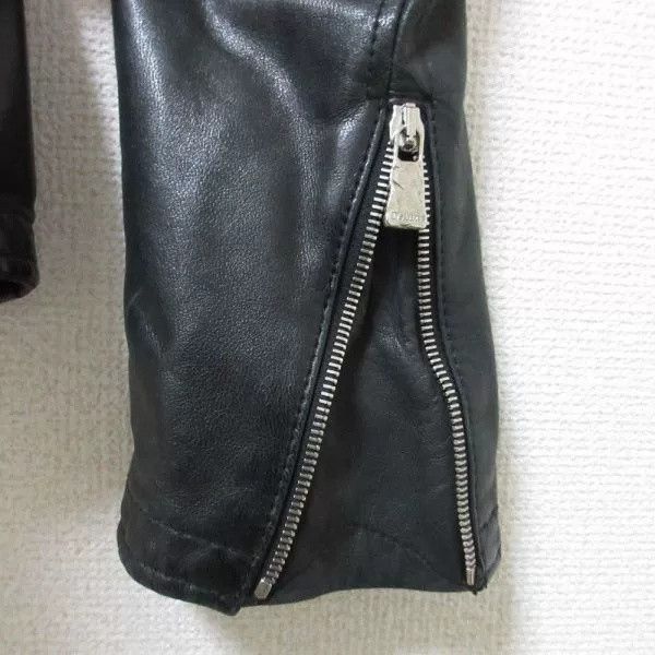Delan Black Double Zip Leather Rider Jacket/, Men's (Size M) — image 6 of 6