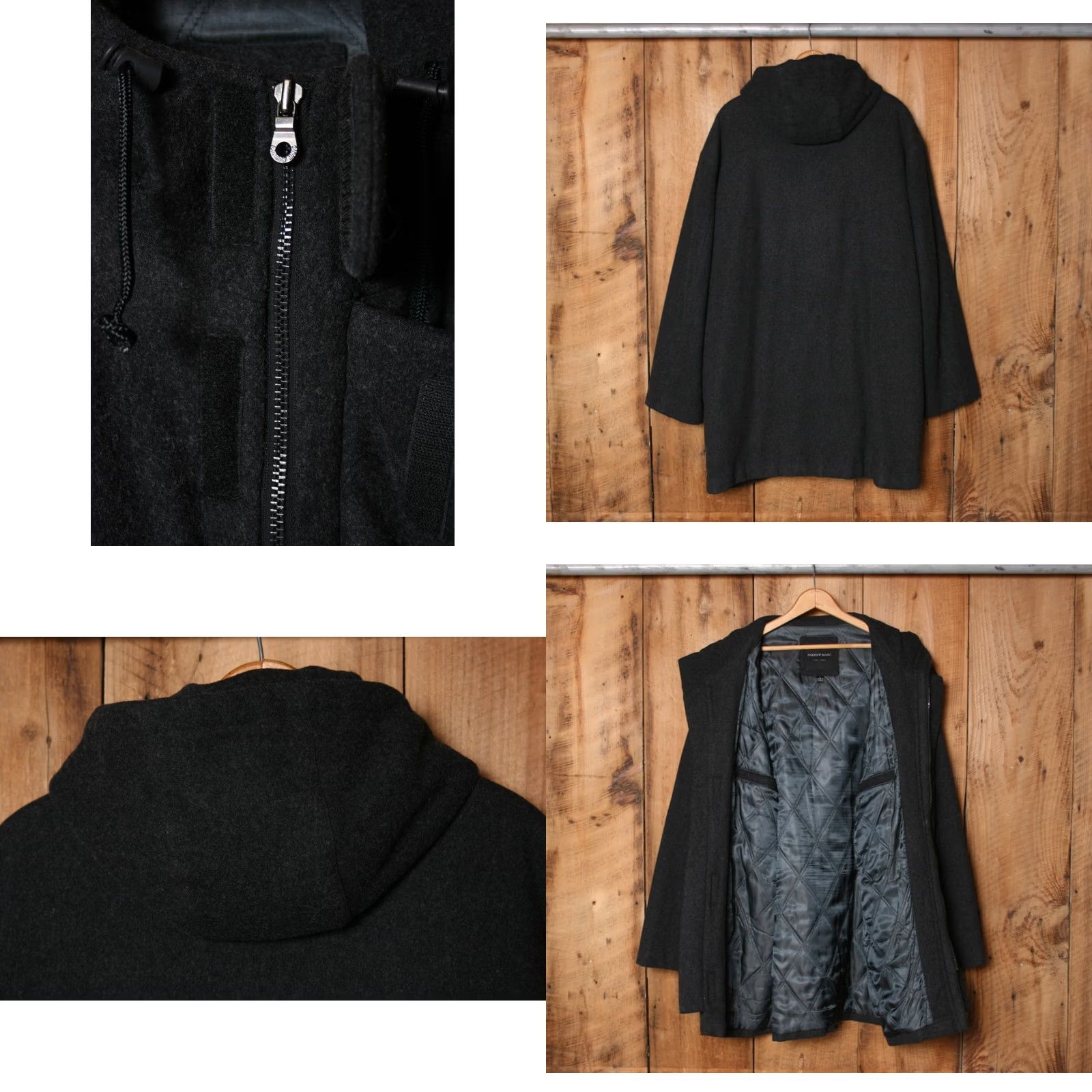Andrew Marc VINTAGE Andrew Marc Parka Hooded Parka Mens Jacket Wool/Cashmere Blend Sz. L Gray 90s/Y2K Features: Hooded, Zip Size US L / EU 52-54 / 3 - 8 Thumbnail
