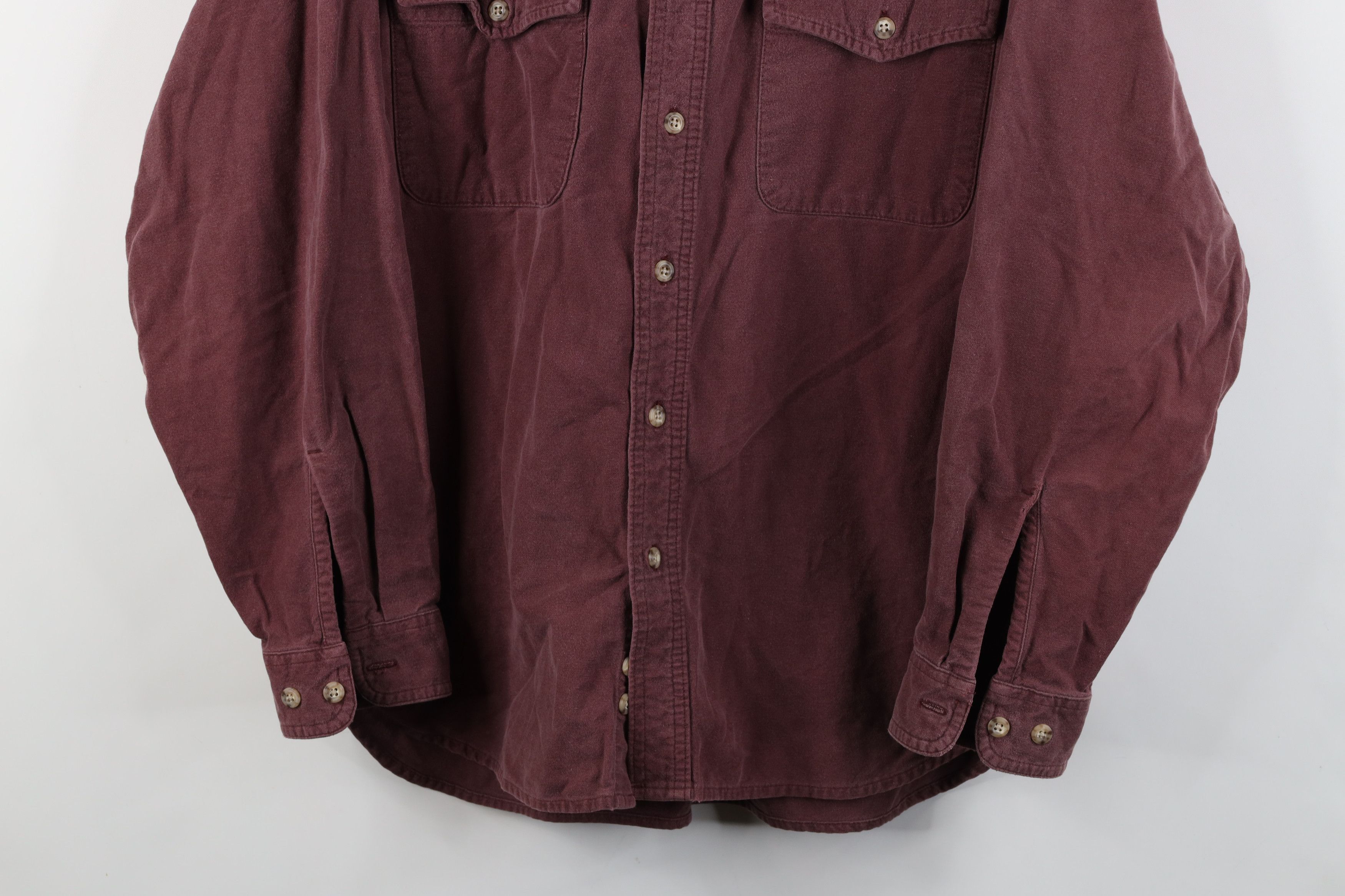 Eddie Bauer Vintage 90s Eddie Bauer Chamois Cloth Button Shirt Maroon Size US M / EU 48-50 / 2 - 3 Thumbnail