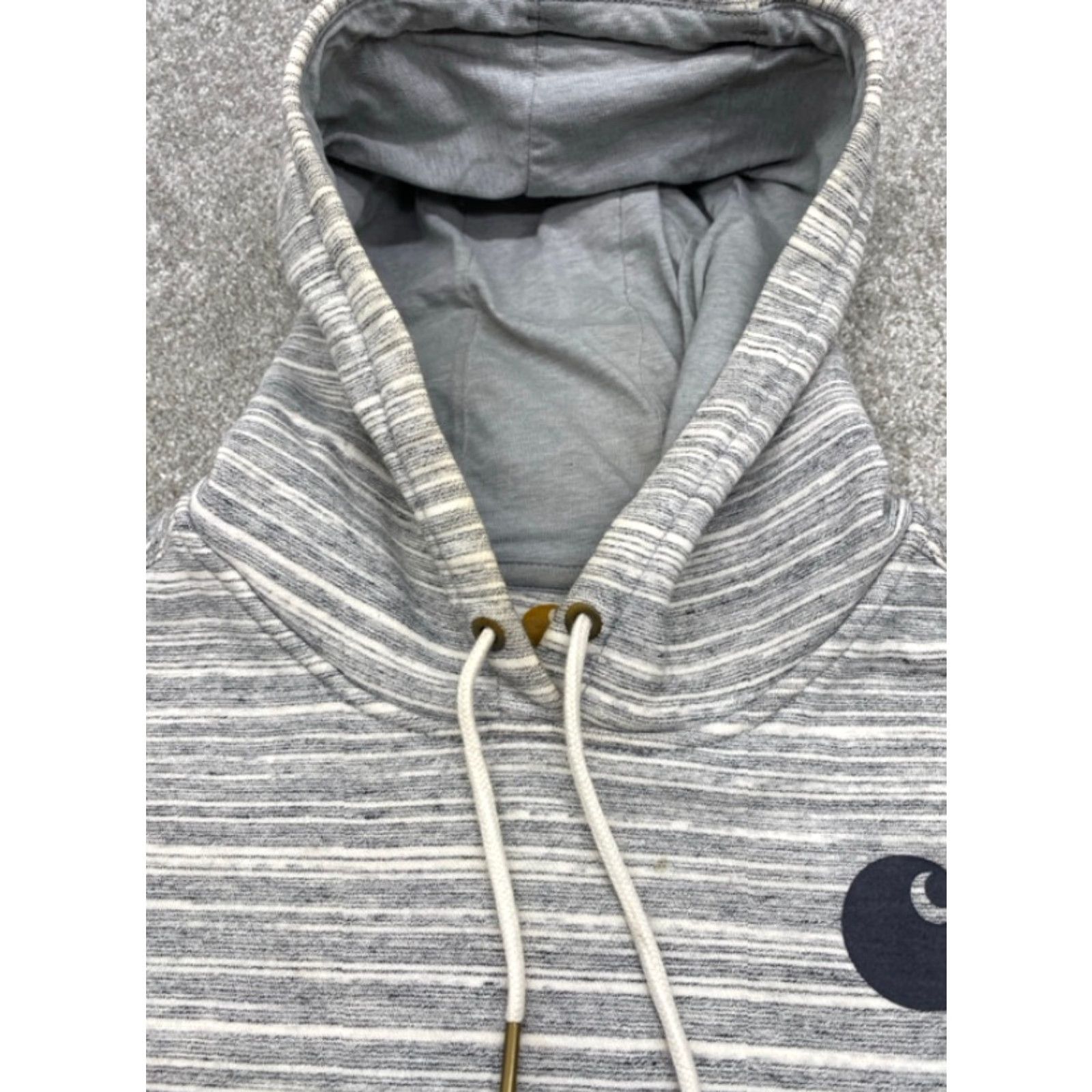 Carhartt Carhartt Hoodie Women’s Small S Gray Striped Long Sleeve Relaxed Fit 4/6 - Hooded, Pockets, Pullover Size S / US 4 / IT 40 - 4 Thumbnail